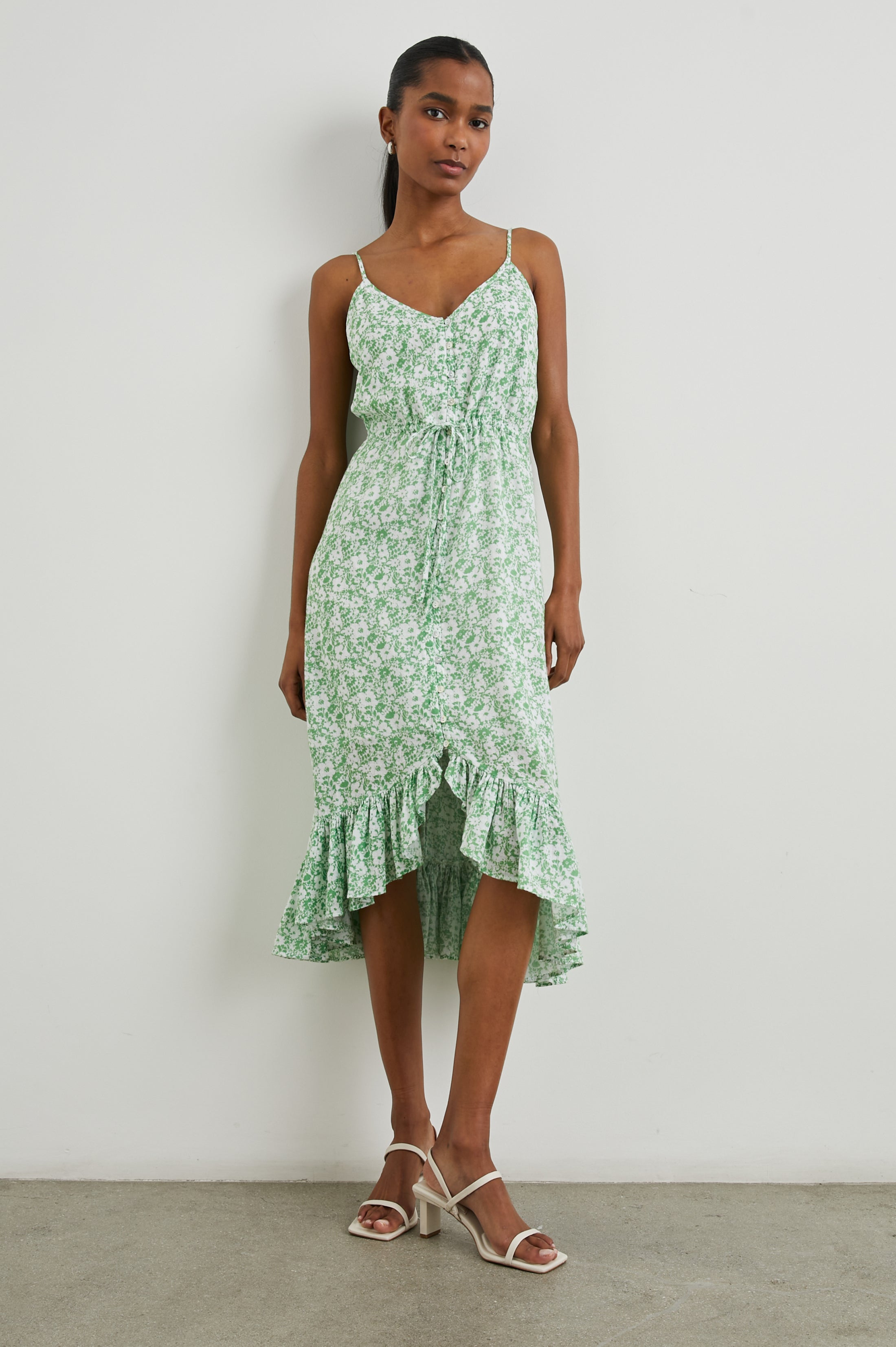 FRIDA DRESS - GREEN TEXTURE FLORAL – Rails