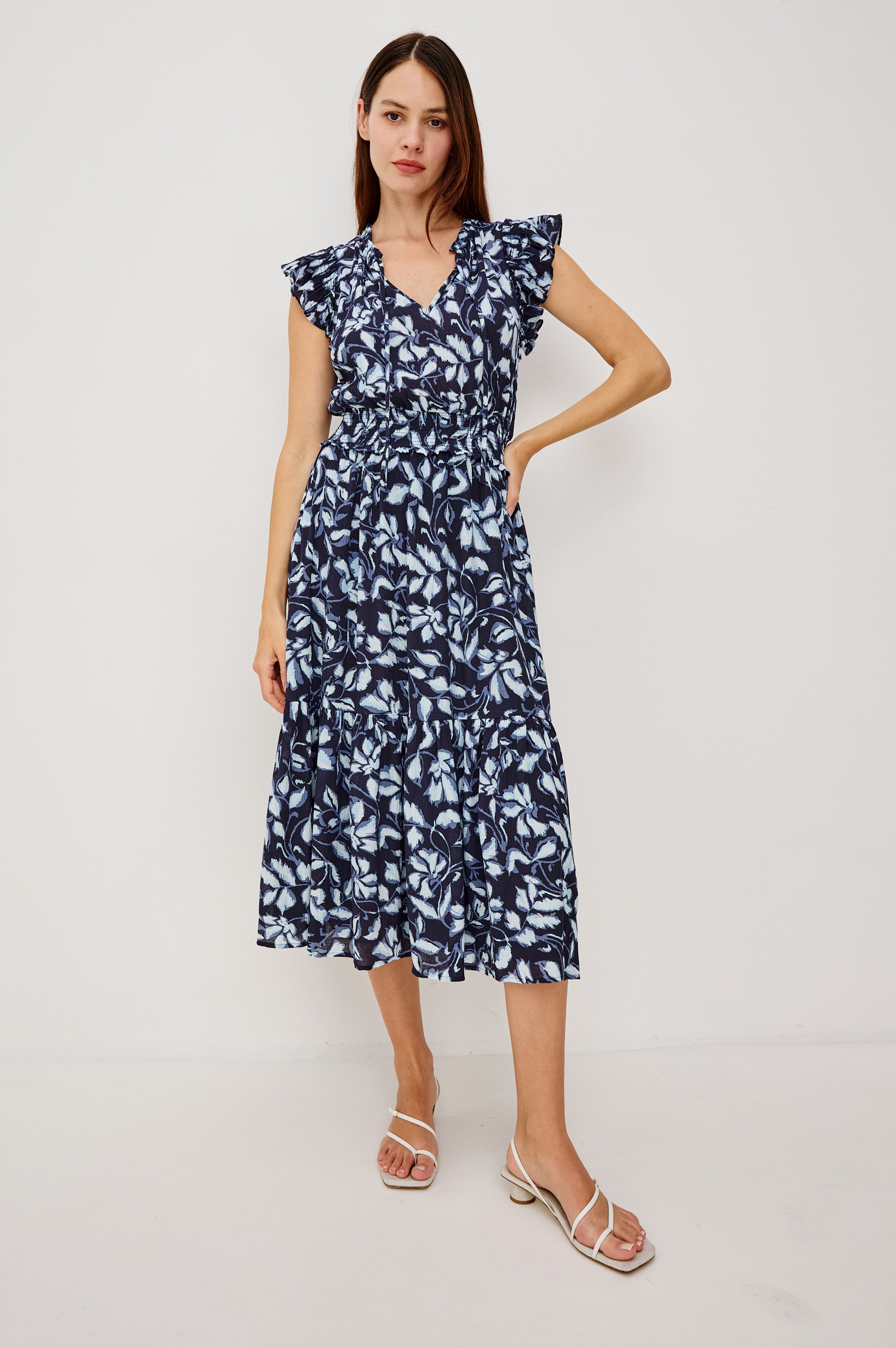 Rails | Garden Dress - Navy Jasmine | Premium Linen | Size S