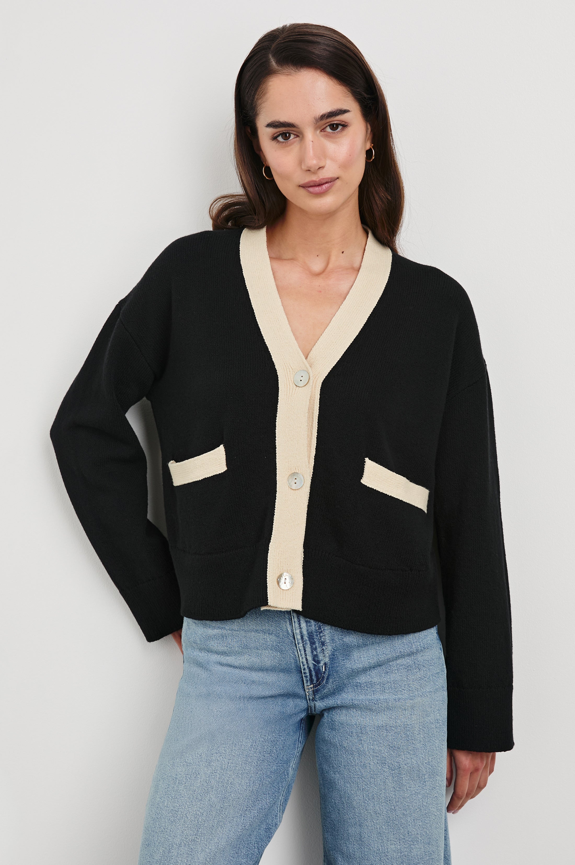 GENEVA CARDIGAN - BLACK IVORY – Rails