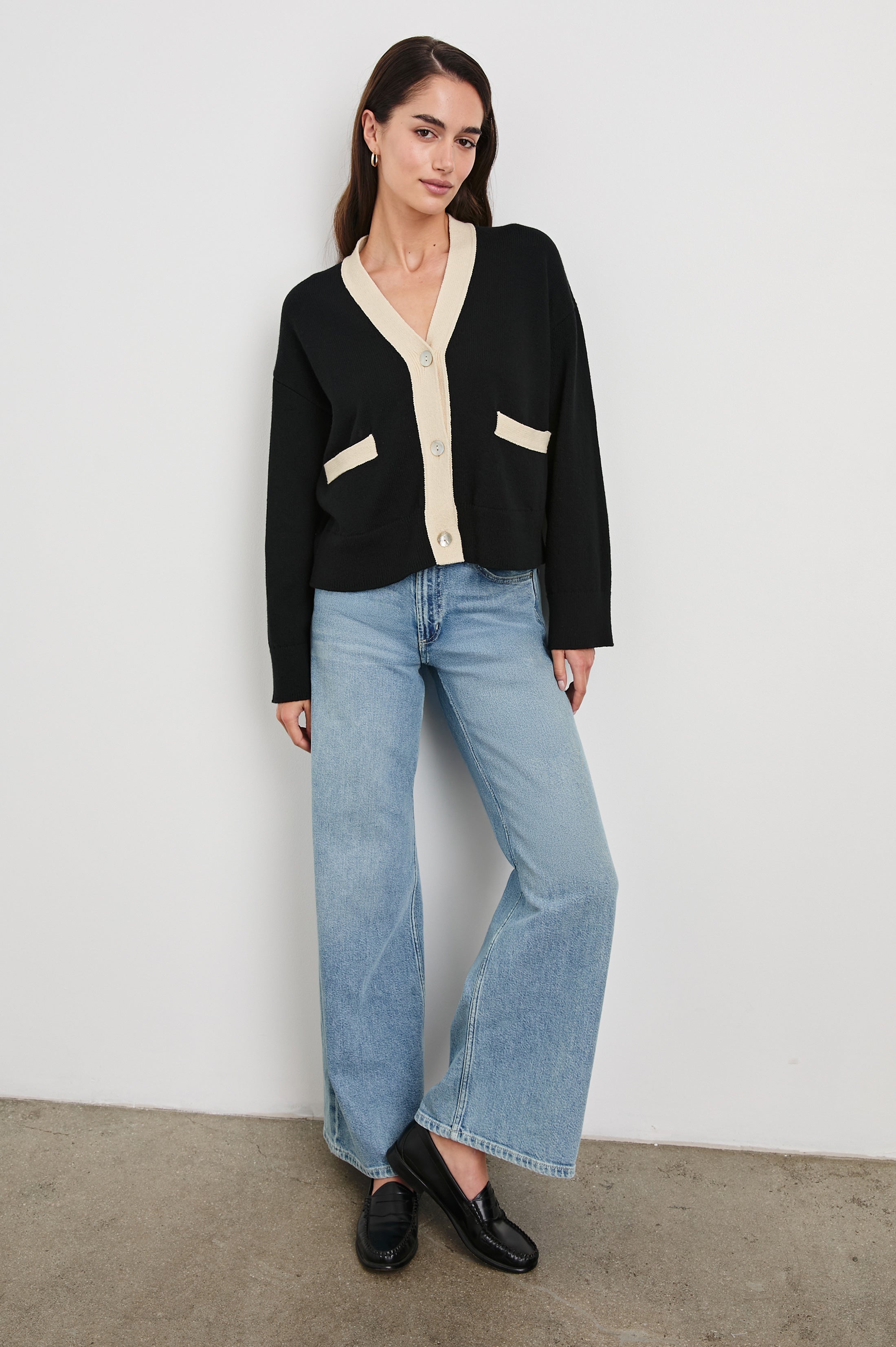 GENEVA CARDIGAN - BLACK IVORY – Rails