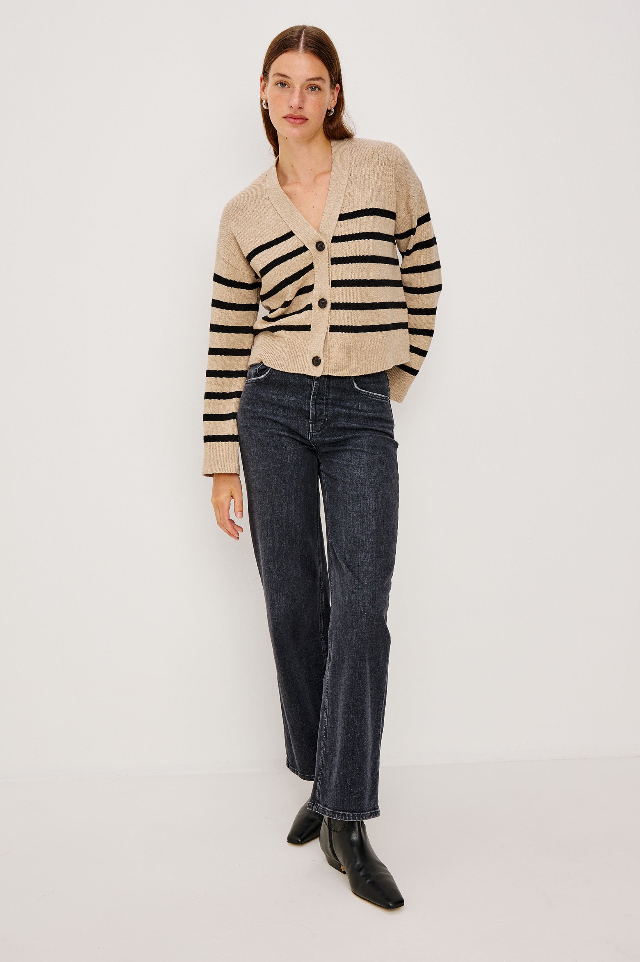 GENEVA CARDIGAN - OATMEAL BLACK STRIPE – Rails