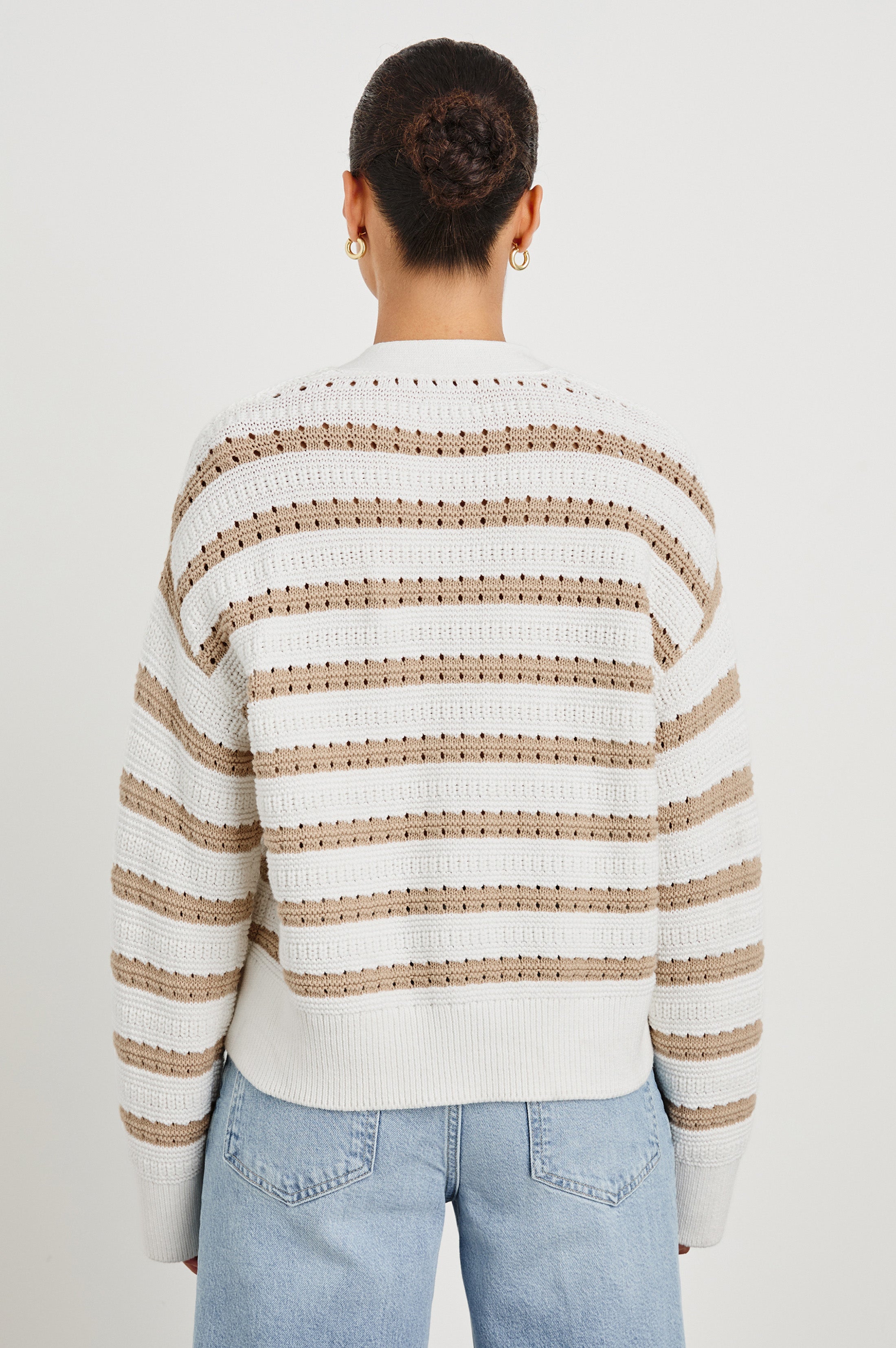 GENEVA CARDIGAN - IVORY OAT STRIPE – Rails