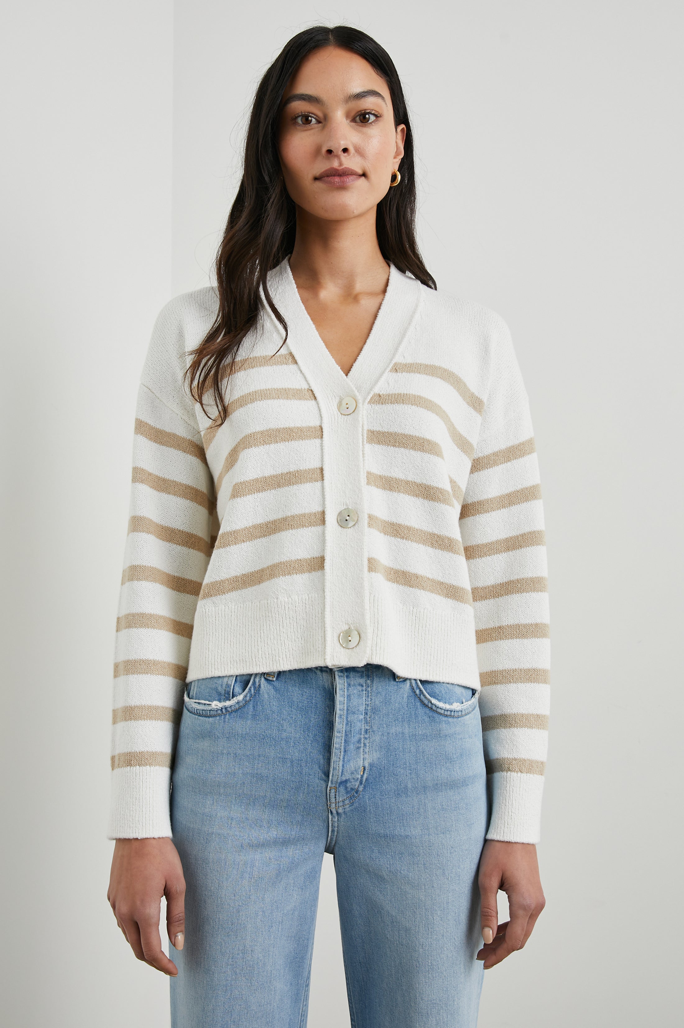 GENEVA CARDIGAN SAND STRIPE