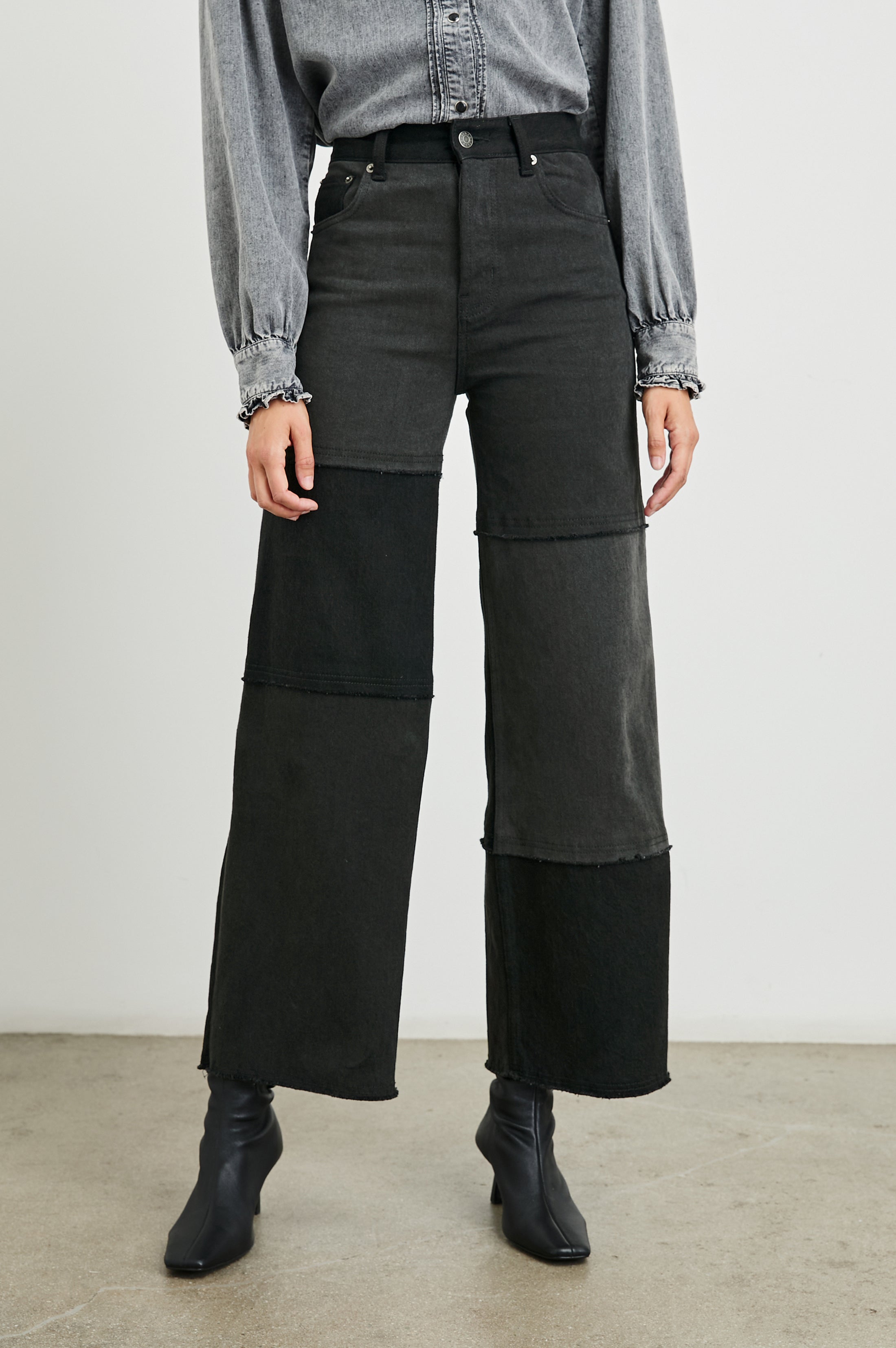 GETTY CROP WIDE LEG - BLACK PATCHWORK – Rails