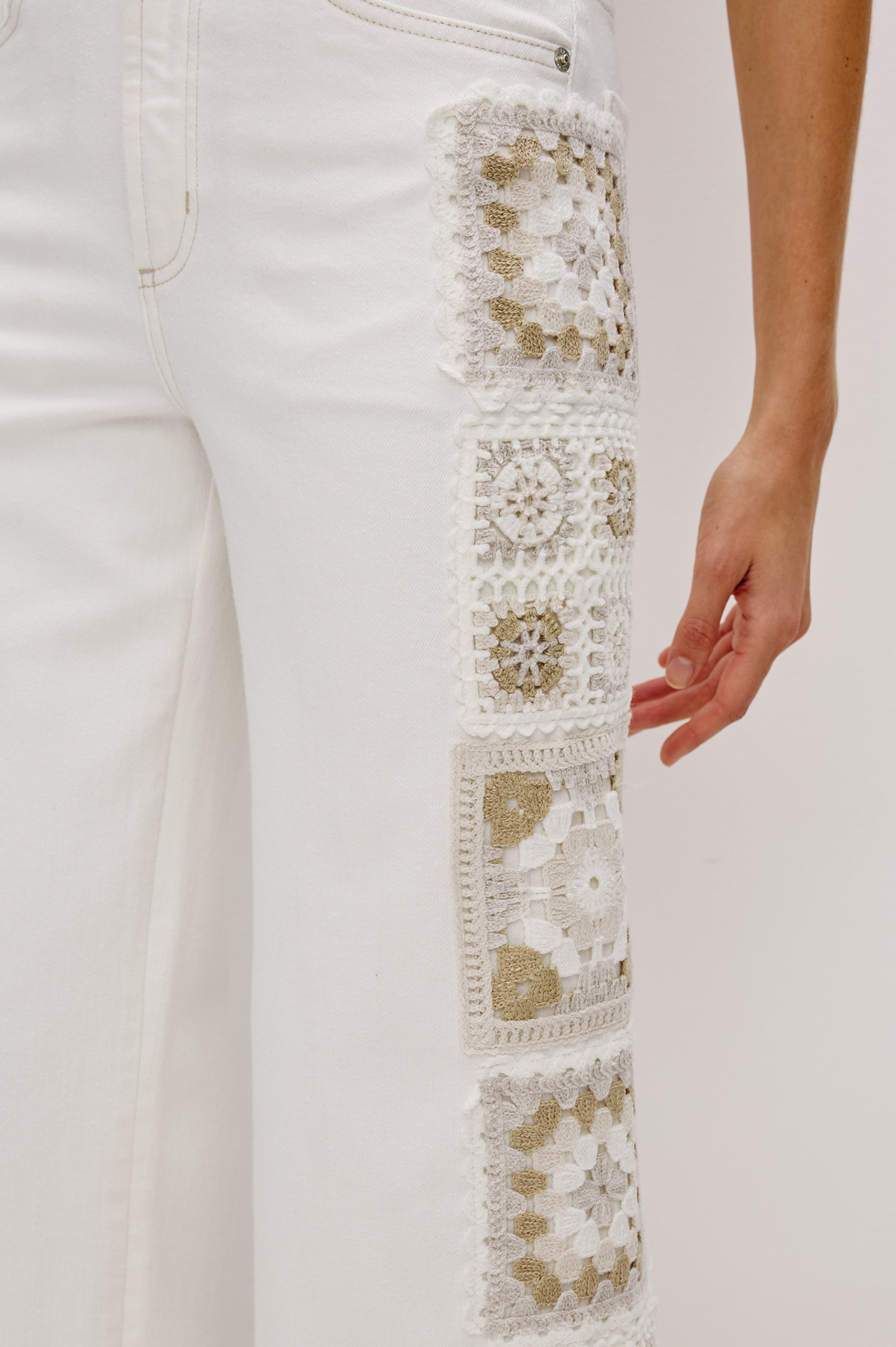 GETTY CROP WIDE LEG - VINTAGE ECRU CROCHET – Rails