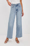 Getty high waisted 5 pocket wide leg jean in light wash Jasper - full body front view on model.