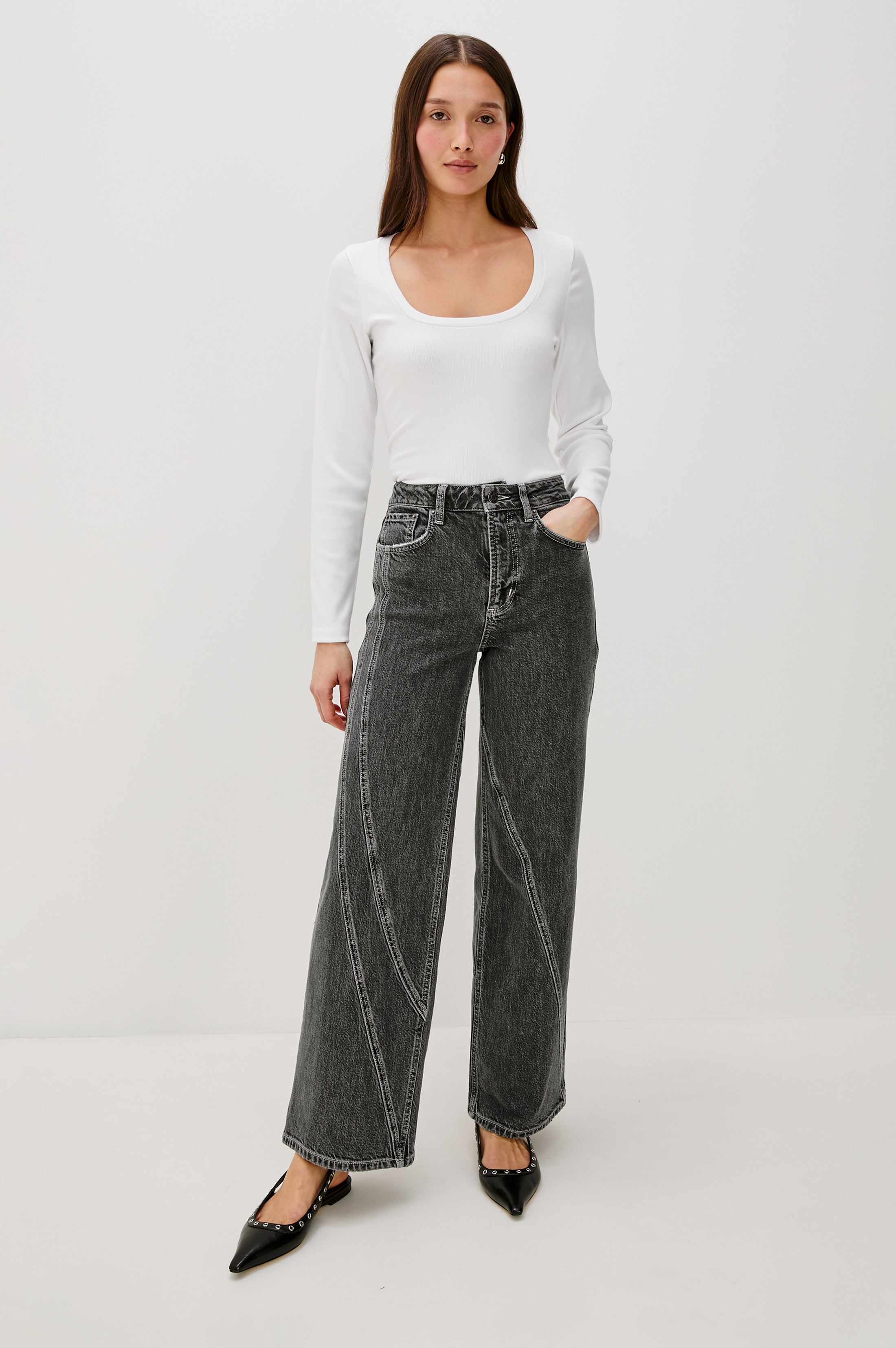 GETTY TWIST SEAM WIDE LEG - WASHED CHARCOAL – Rails