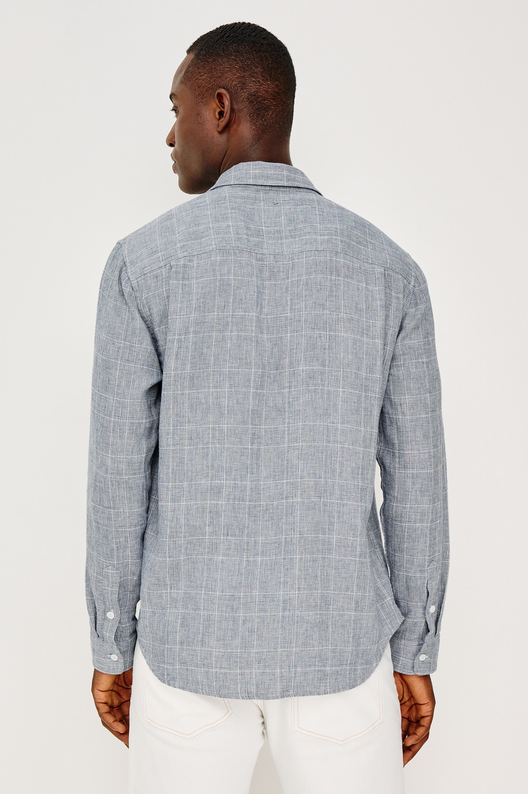 grey and white dress shirt Men's Grey & White Gingham Dress Shirt (Light Grey Check Long Sleeve) Extra Trim / 15.5 / m / 34-35