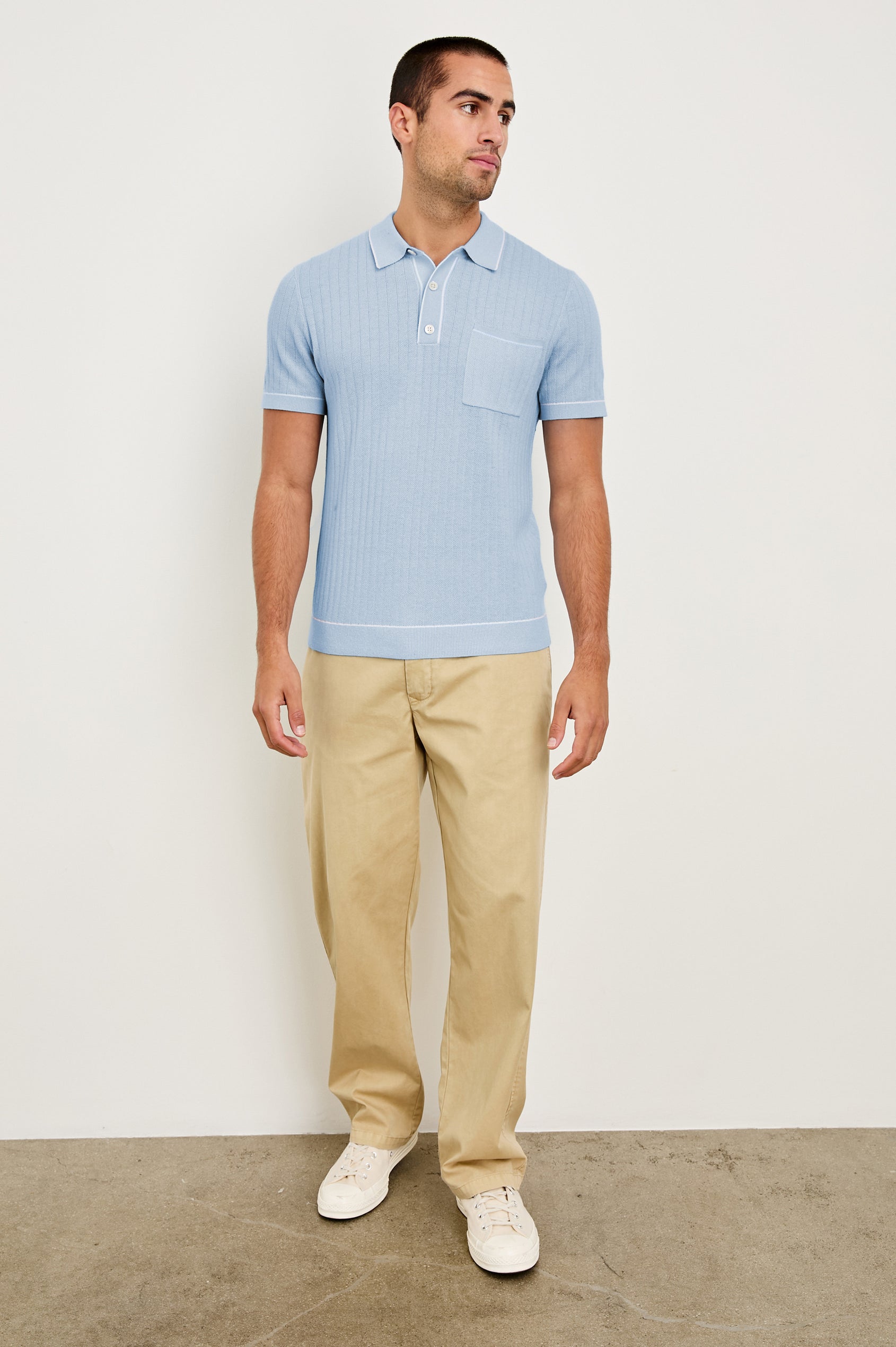 Rails | Hardy Polo Shirt - Light Blue Melange | Premium Cotton | Size XXL | Men's Tops Rails | Hardy Polo Shirt - Light Blue Melange | Premium Cotton | Size XXL | Men's Tops