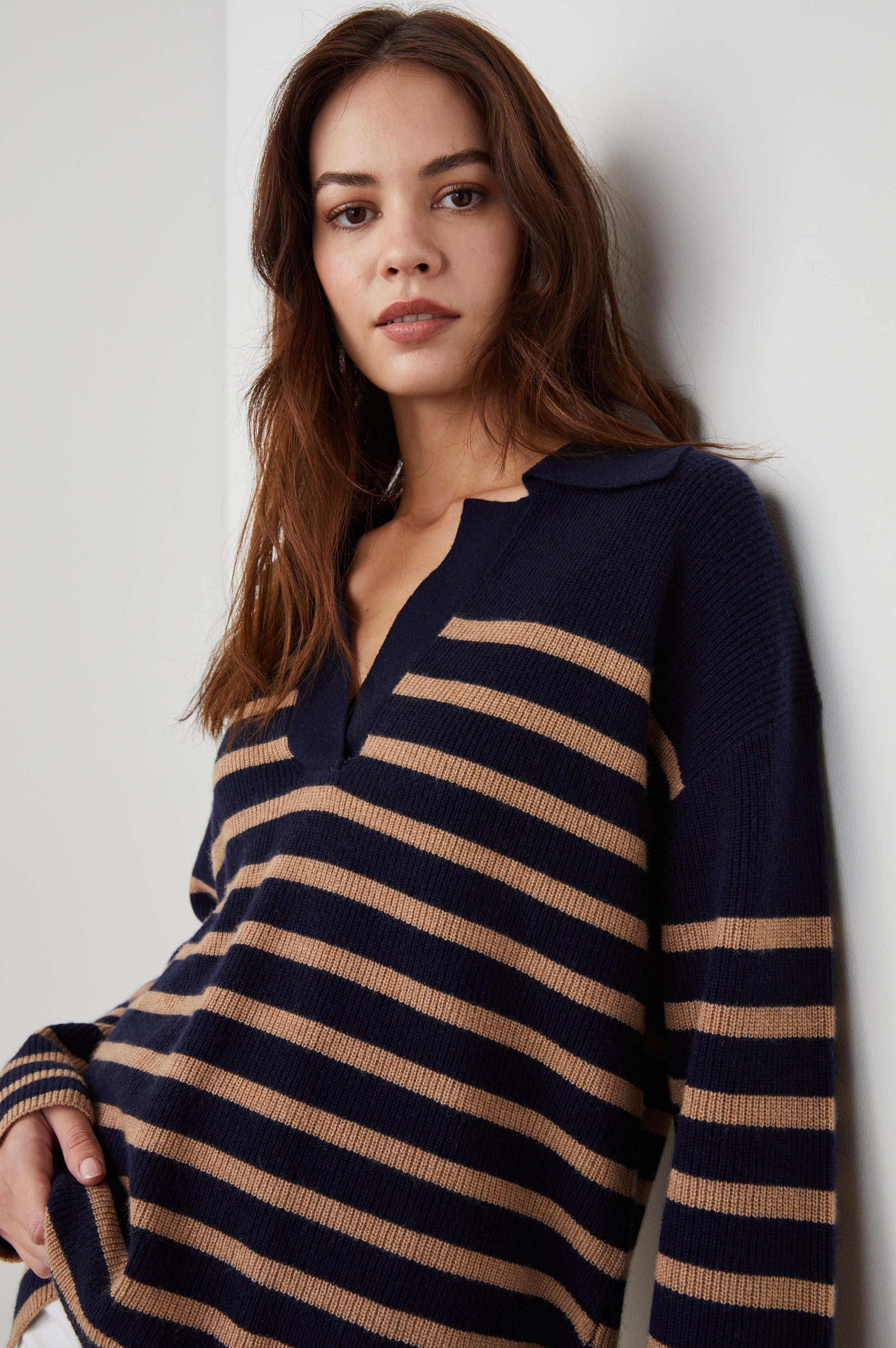 HARRIS SWEATER - CAMEL NAVY STRIPE – Rails