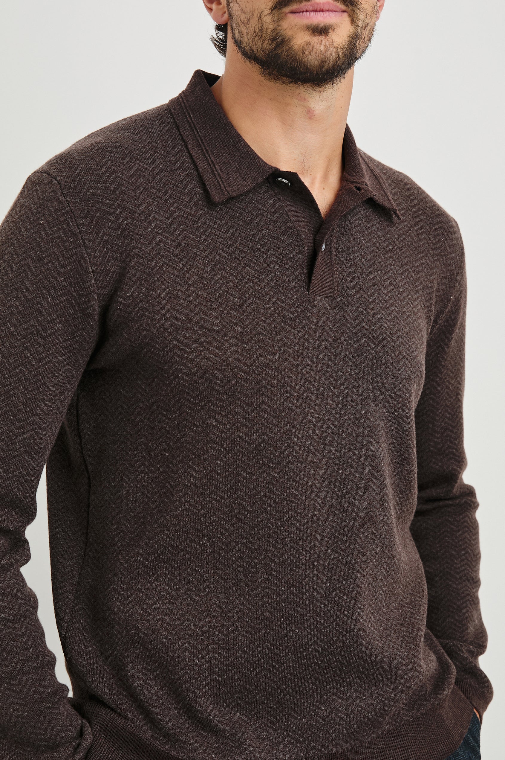 HERRINGTON SWEATER - BROWN HERRINGBONE MELANGE