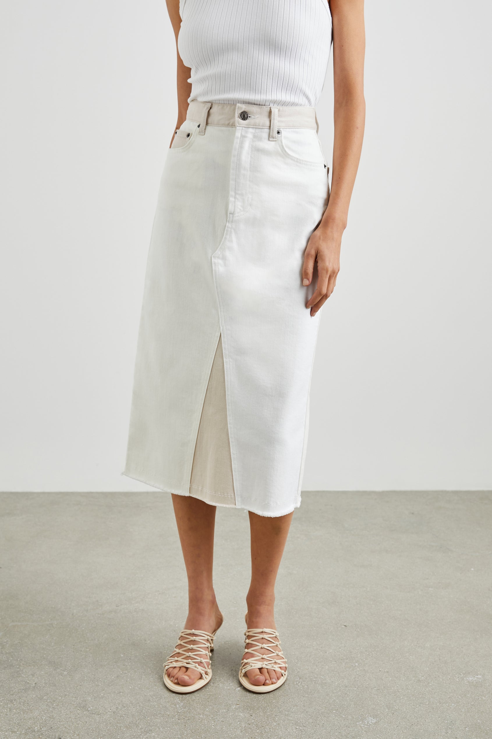 HIGHLAND SKIRT - ECRU PATCHWORK - FRONT 