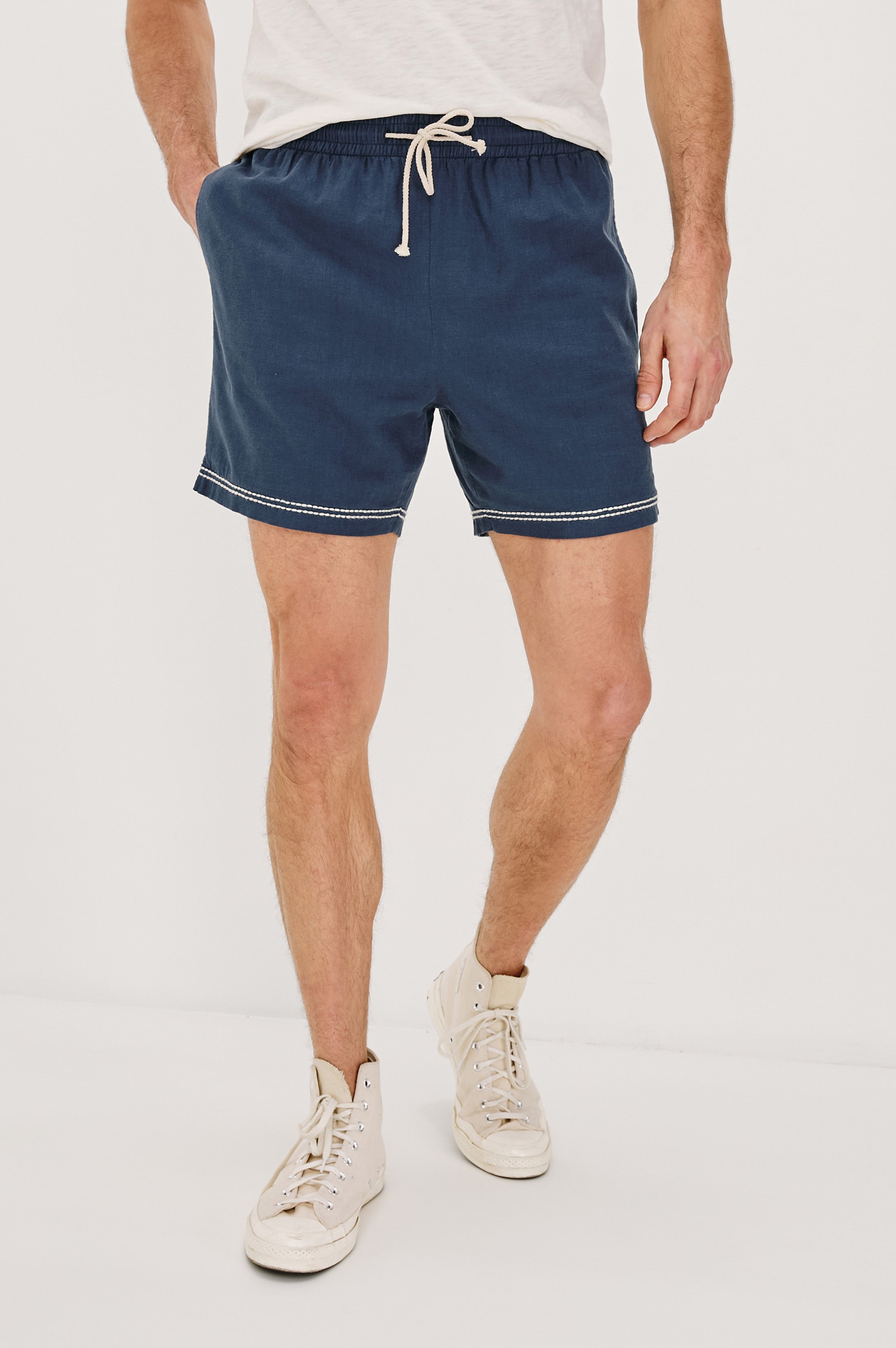 HUDSON SHORT - NAVY WHITE PALM – Rails