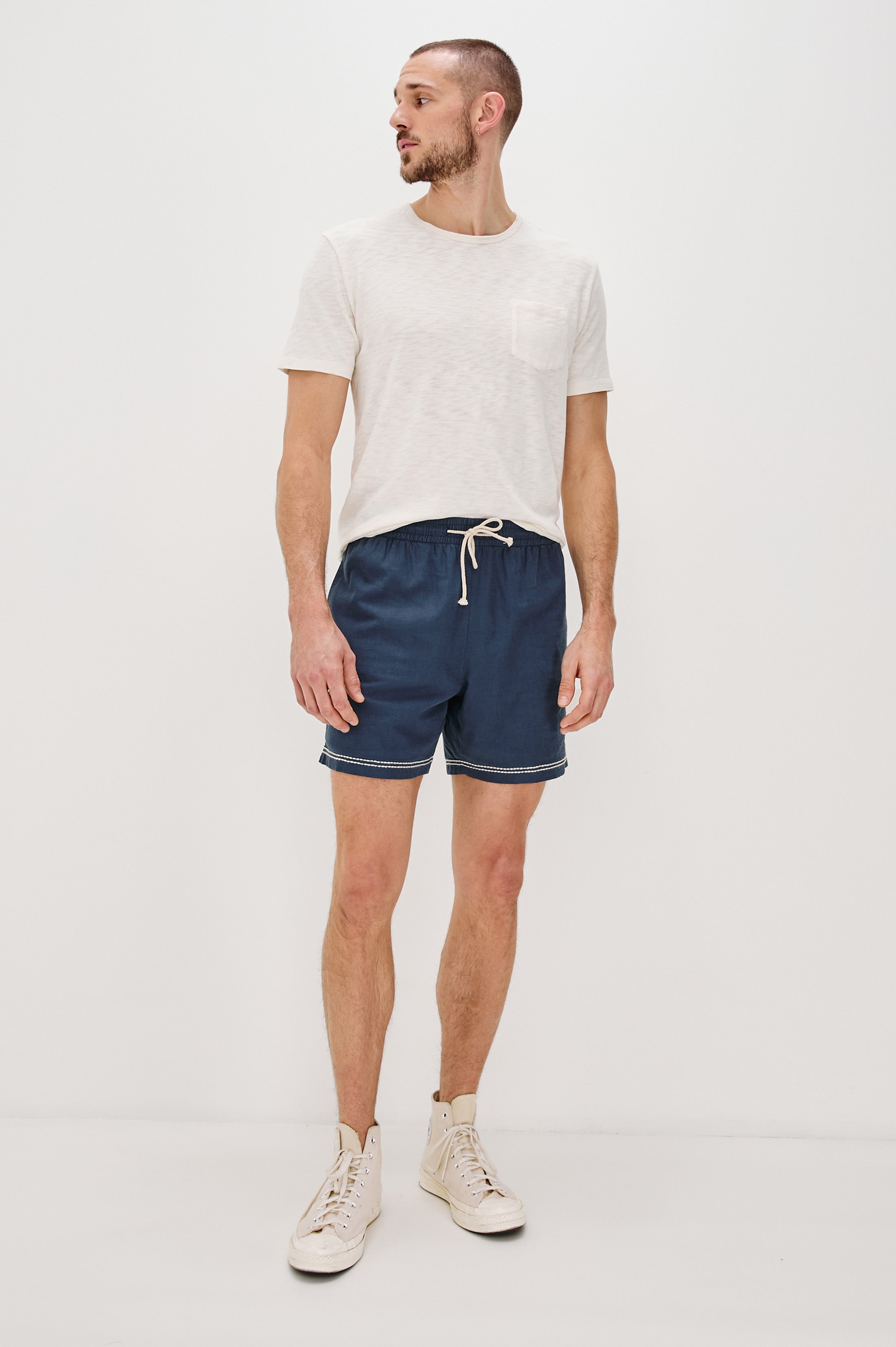 HUDSON SHORT - NAVY WHITE PALM – Rails