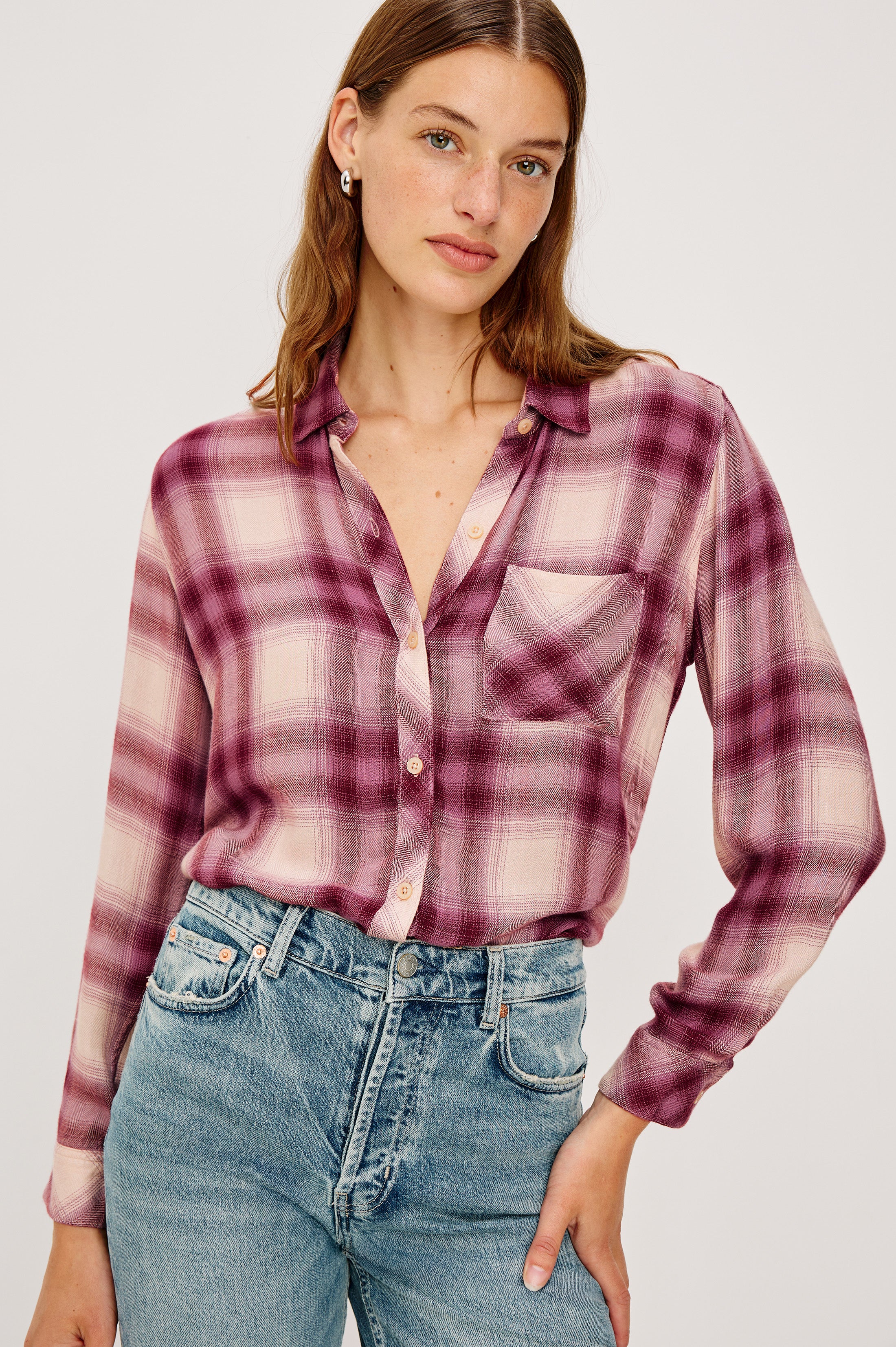 HUNTER SHIRT - NAVY ROSE ASTOR – Rails