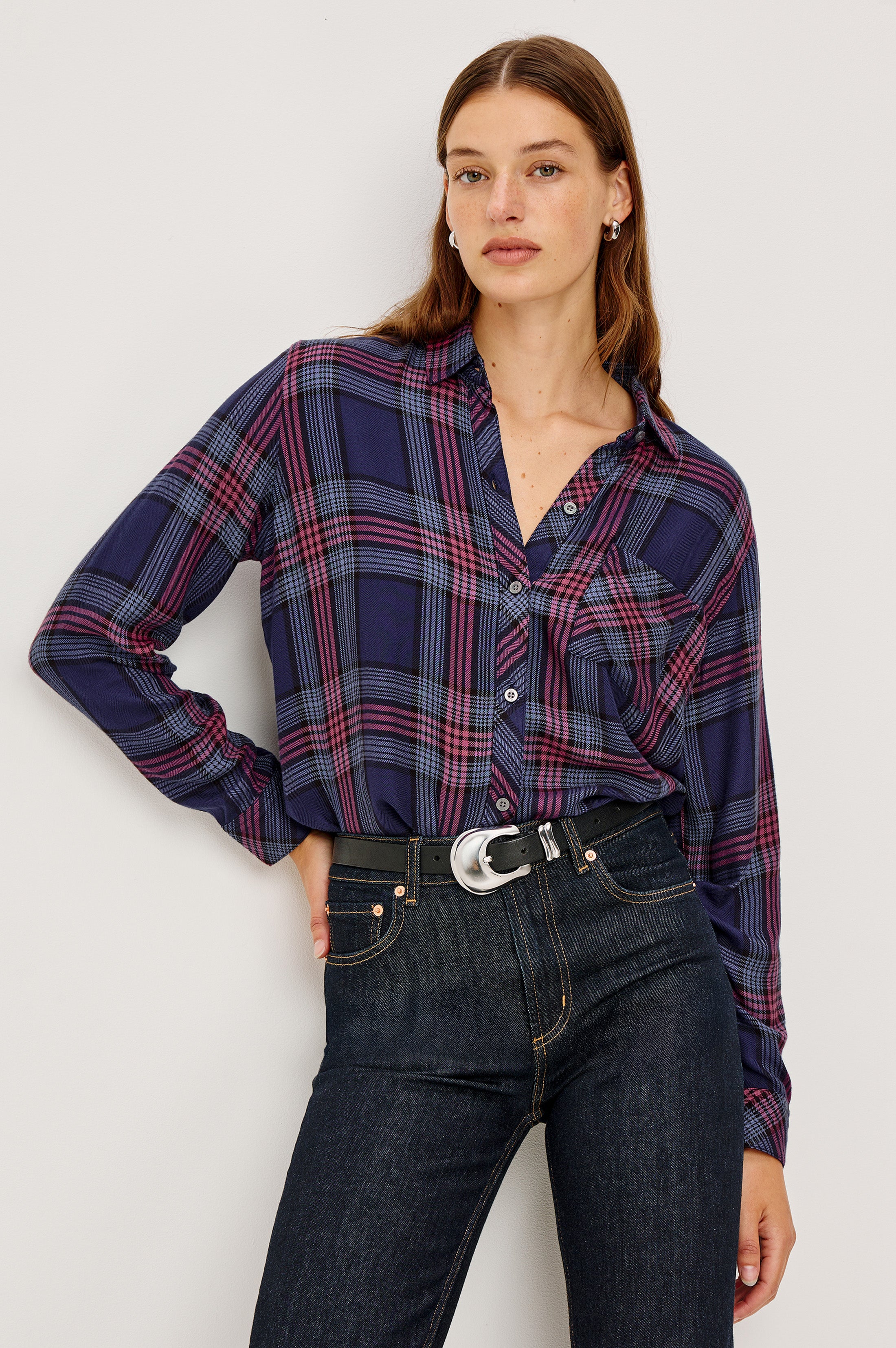HUNTER SHIRT - NAVY ROSE ASTOR – Rails