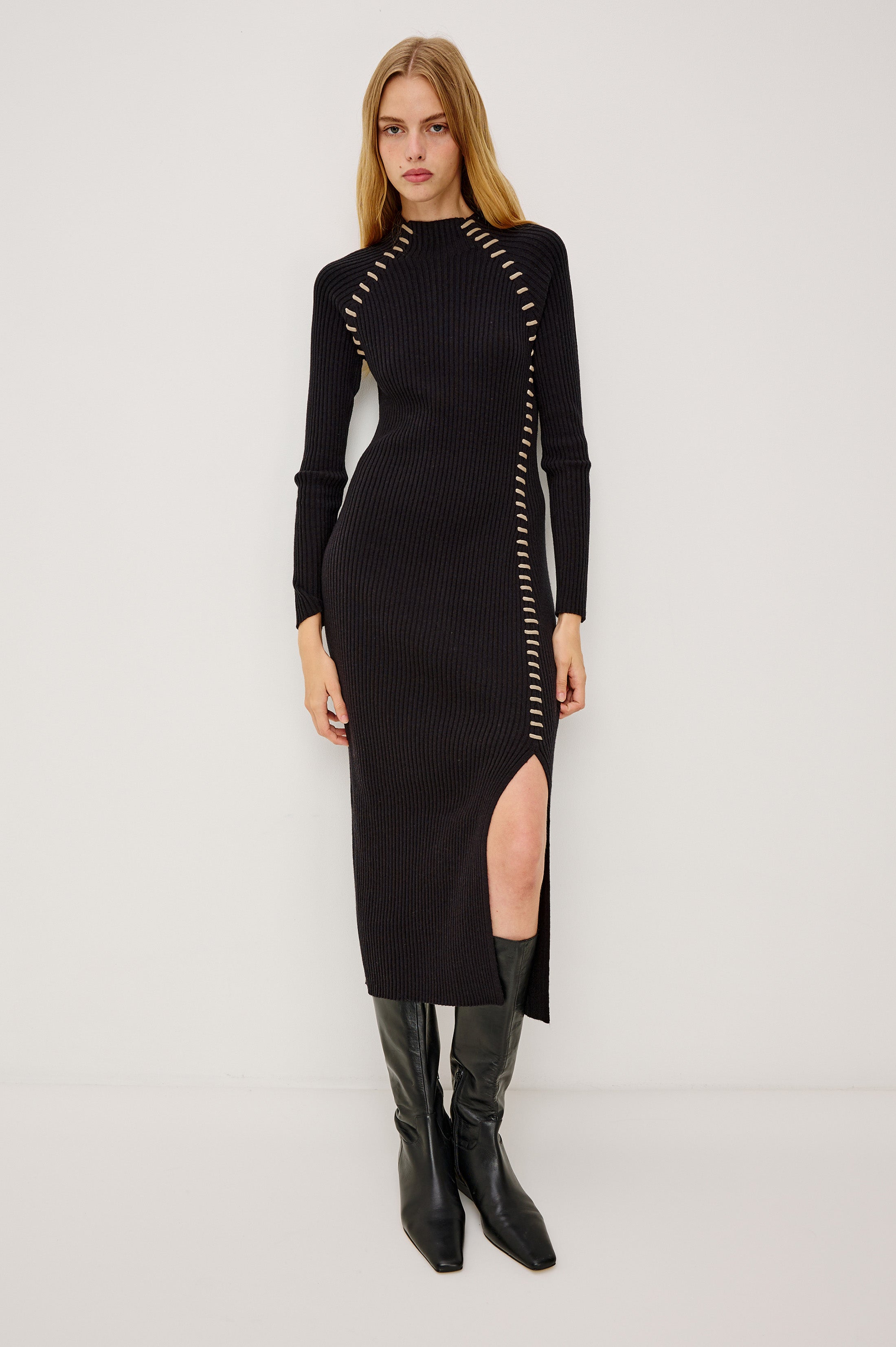 IMARA DRESS - BLACK OAT BLANKET STITCH Rails IMARA DRESS - BLACK OAT BLANKET STITCH Rails