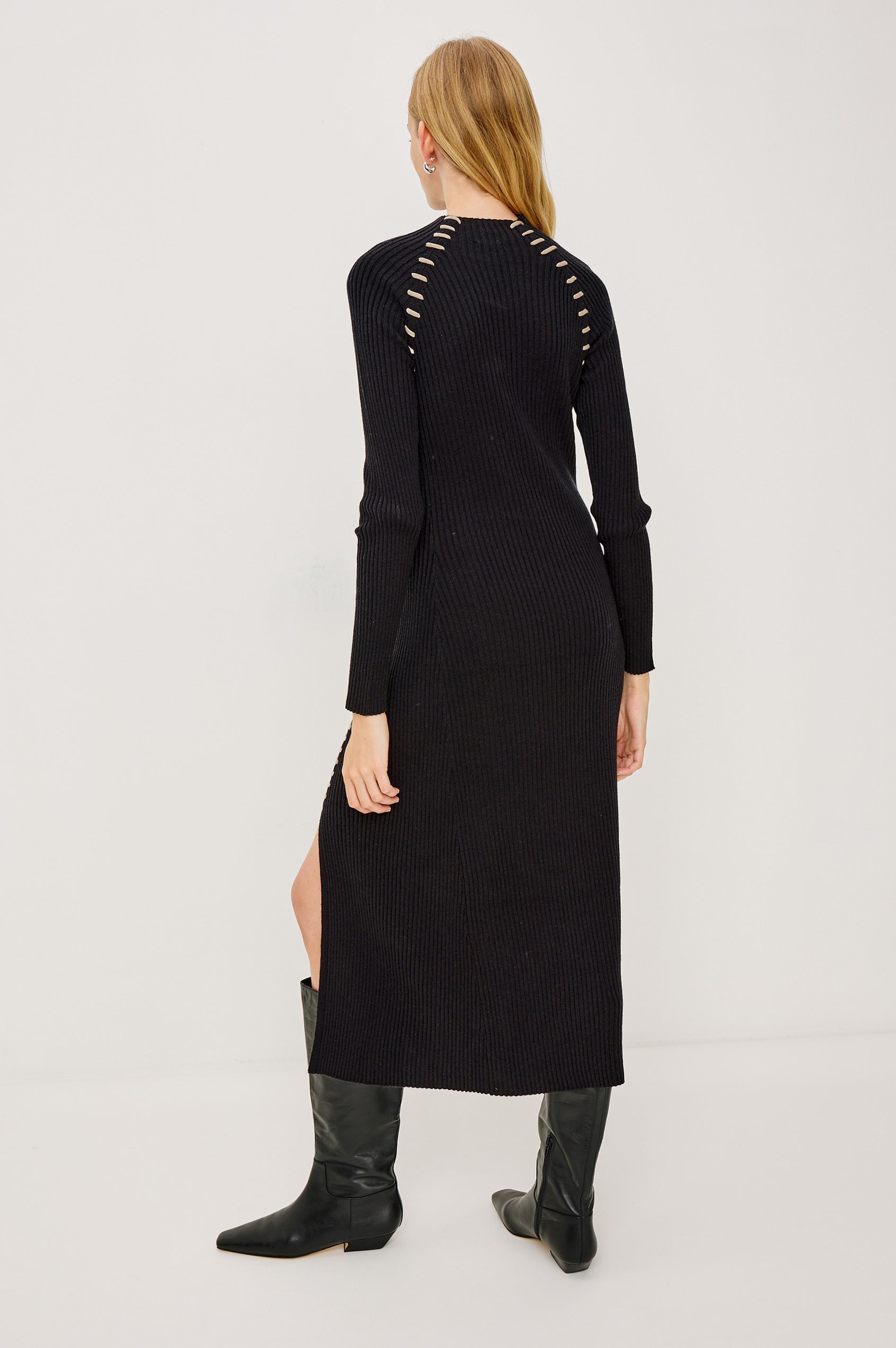 IMARA DRESS - BLACK OAT BLANKET STITCH Rails IMARA DRESS - BLACK OAT BLANKET STITCH Rails