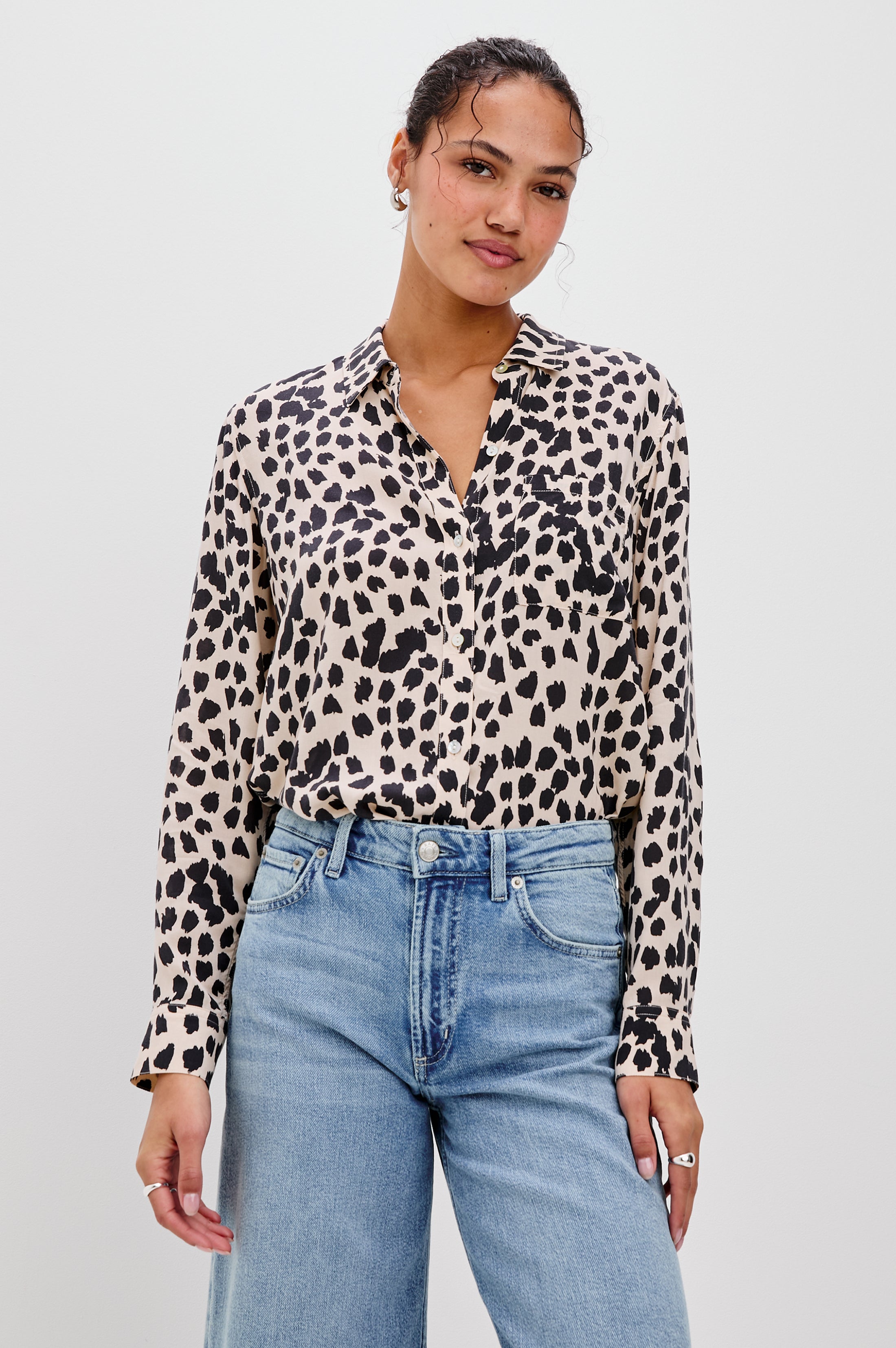 JOSEPHINE SHIRT - TAUPE SPOTTED – Rails