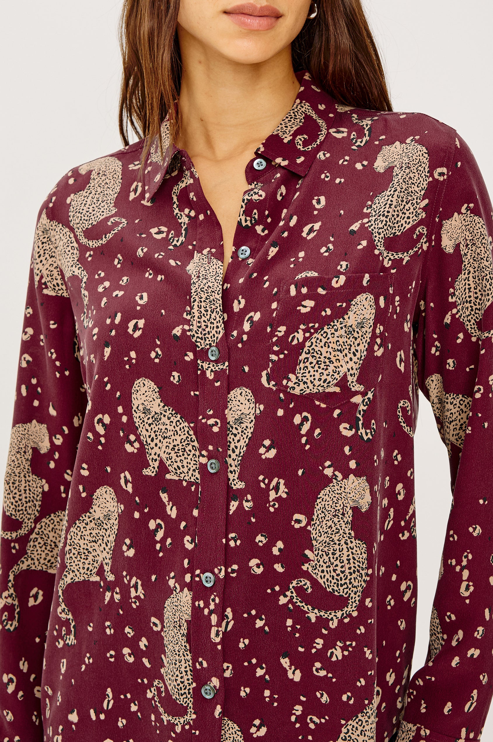 KATE SHIRT - OXBLOOD LEOPARD