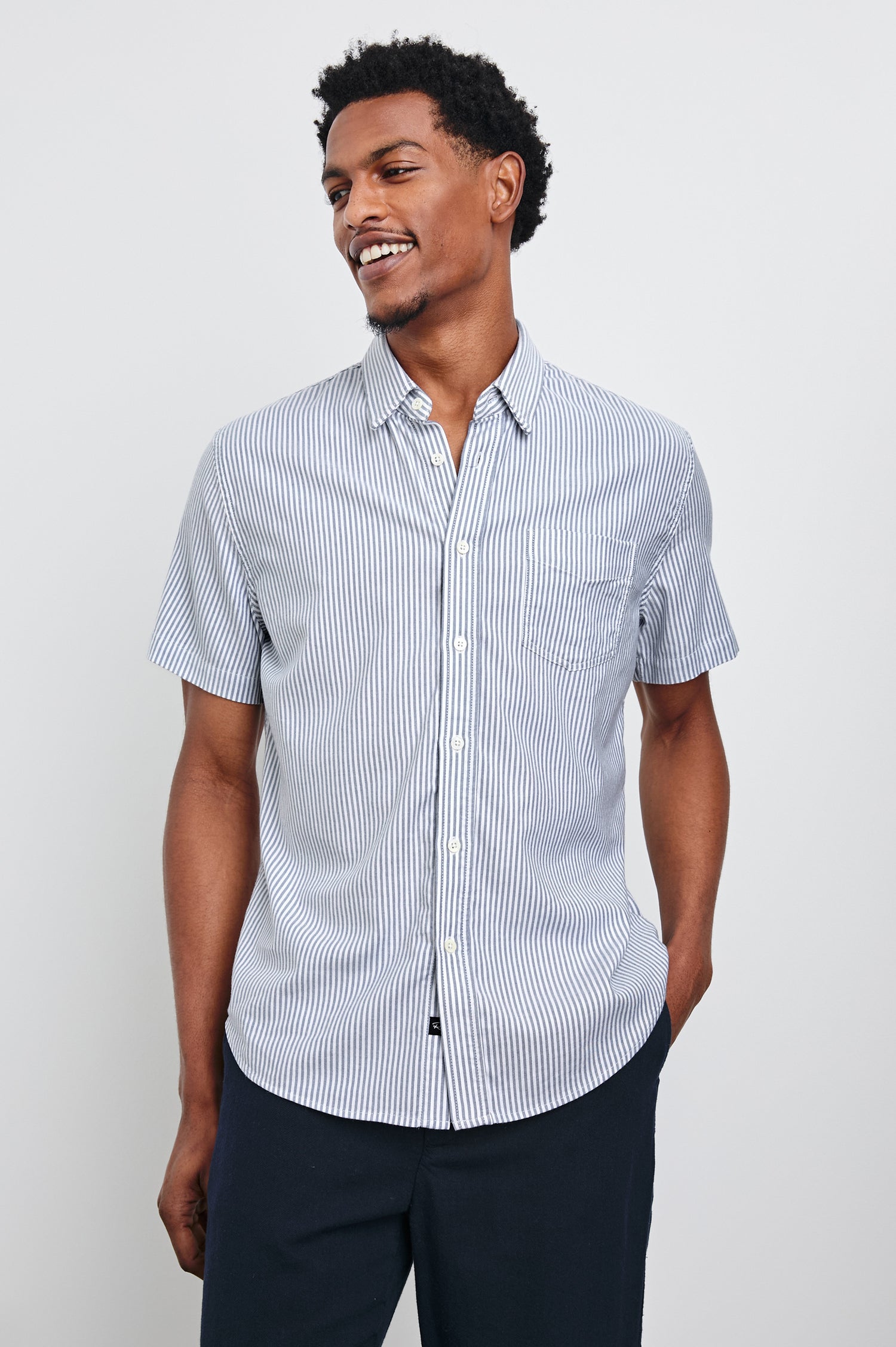 KIEREN SHIRT - BLUE WHITE STRIPE