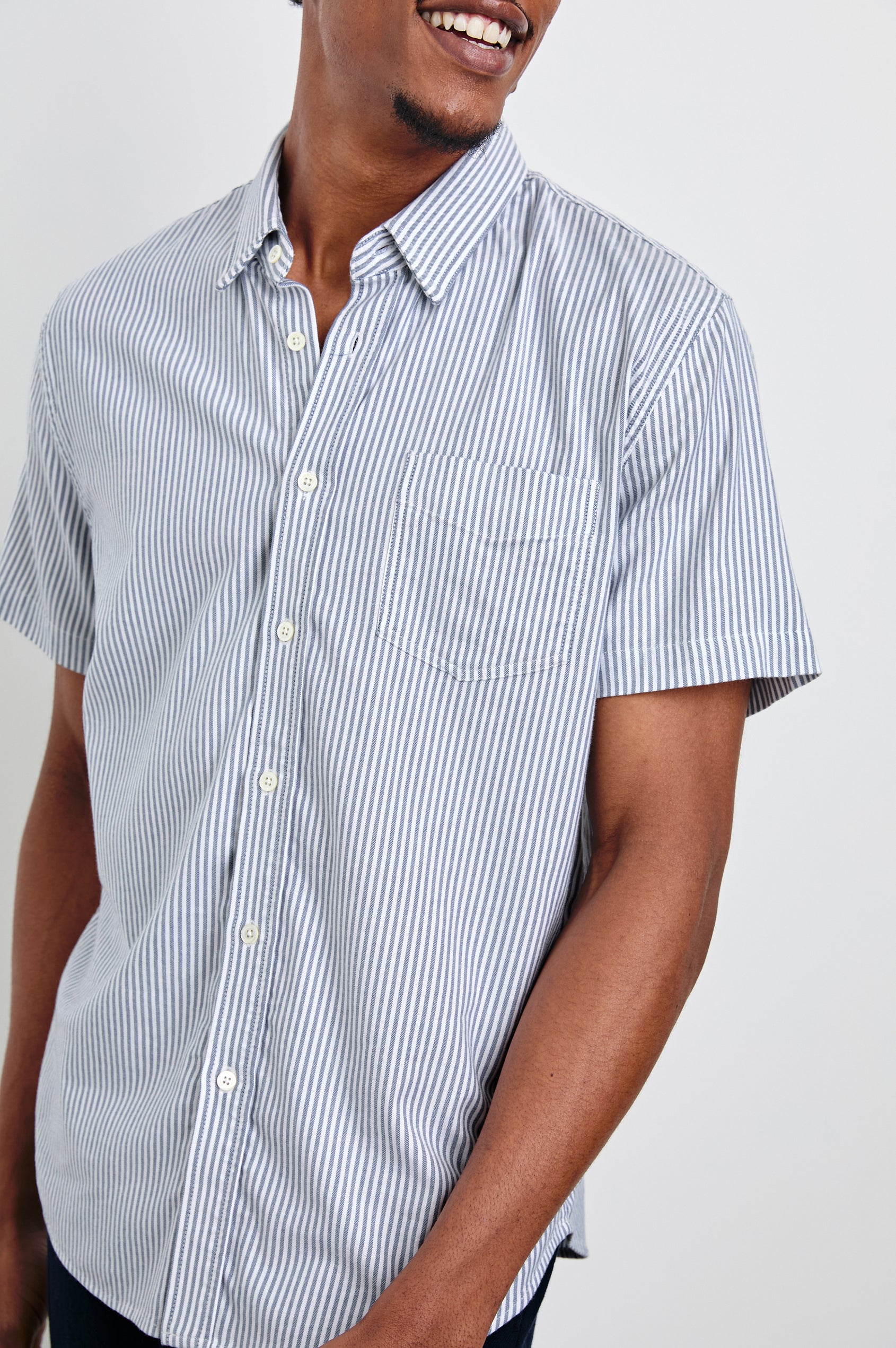KIEREN SHIRT - BLUE WHITE STRIPE