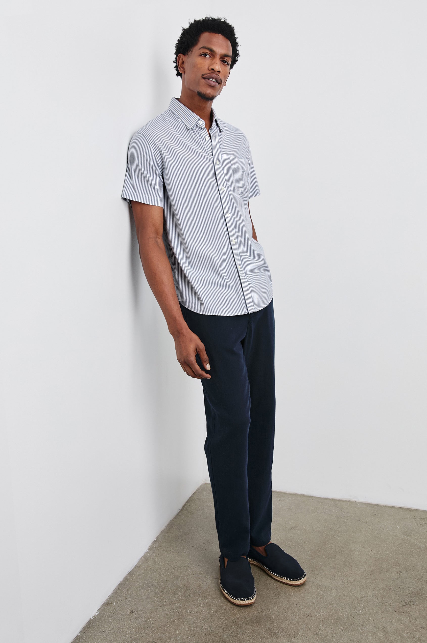 KIEREN SHIRT - BLUE WHITE STRIPE