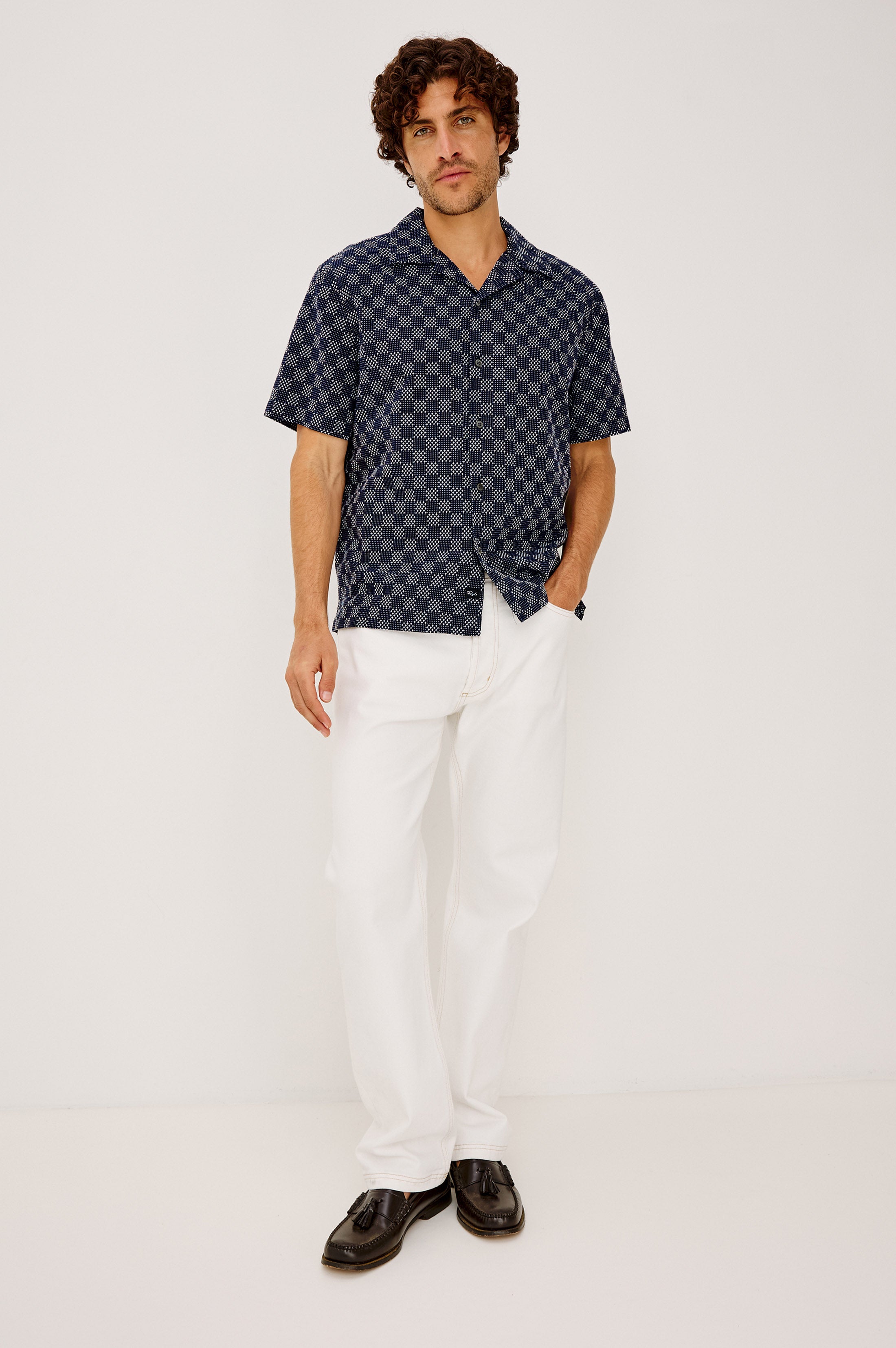KIN SHIRT - NAVY SASHIKO – Rails
