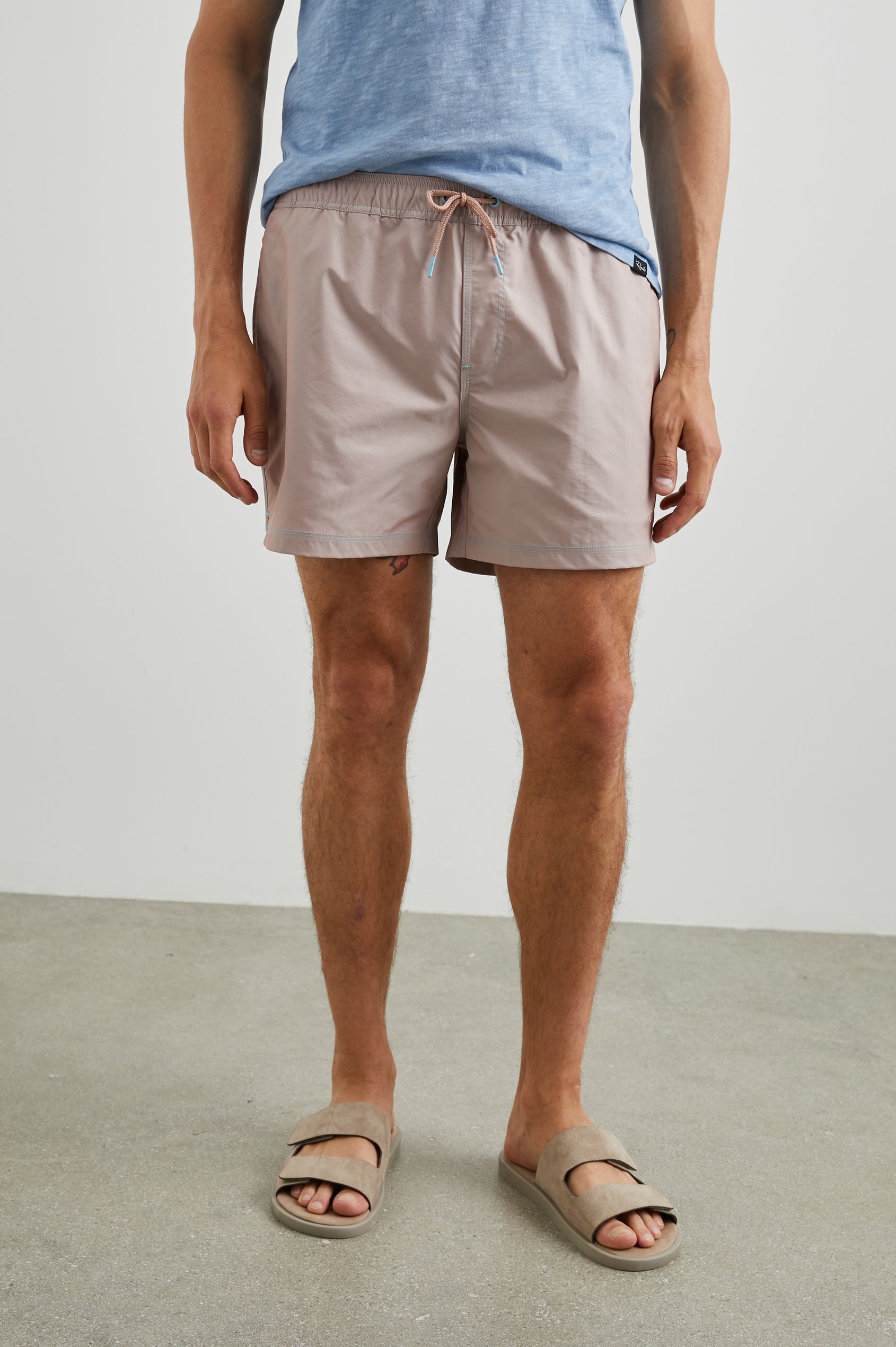 LA BREA SWIM SHORT - ROSE QUARTZ - FRONT W TEE