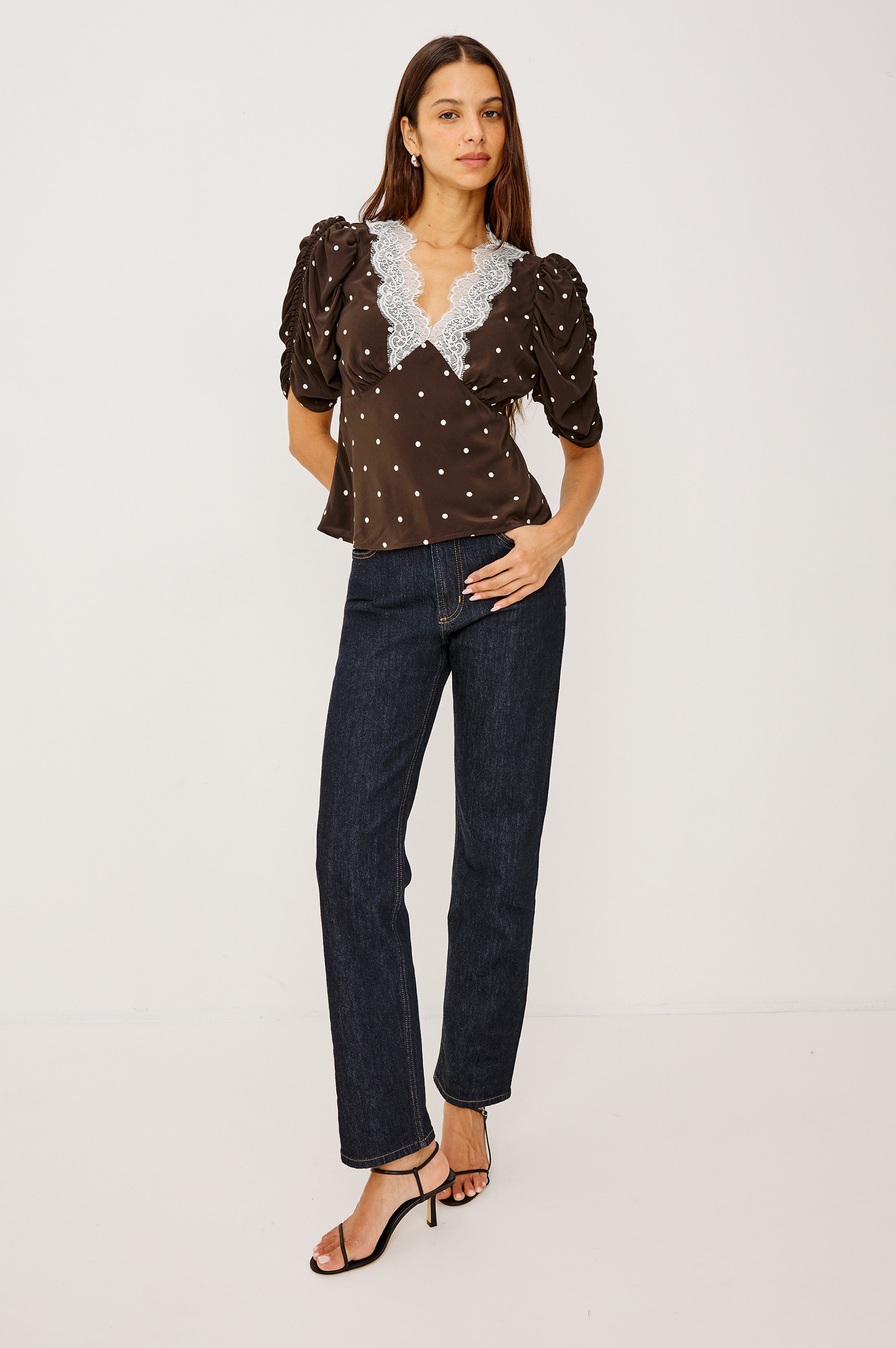 LAZARA TOP - COCOA POLKA DOTS – Rails