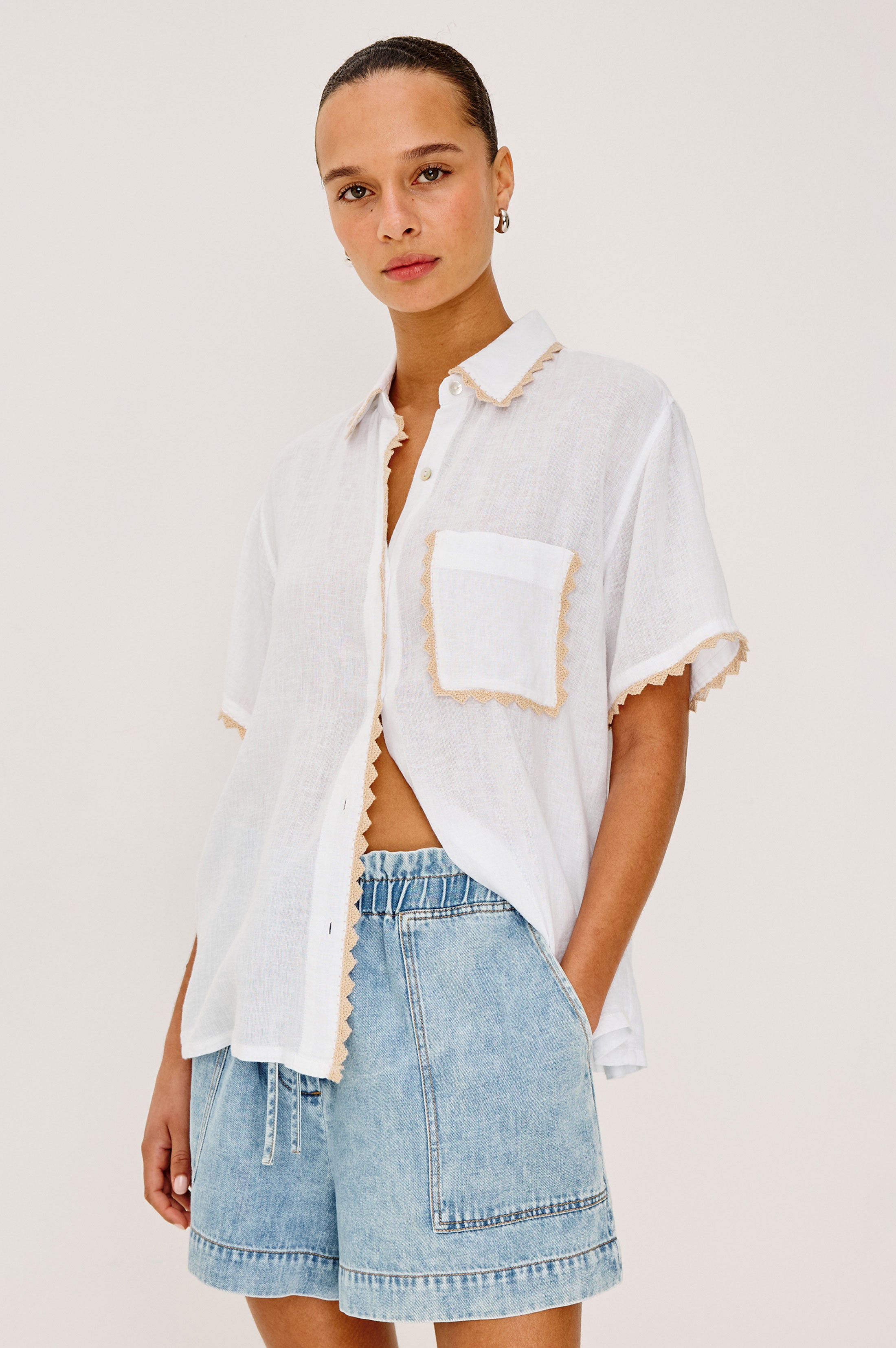 LEA SHIRT - NATURAL CROCHET – Rails