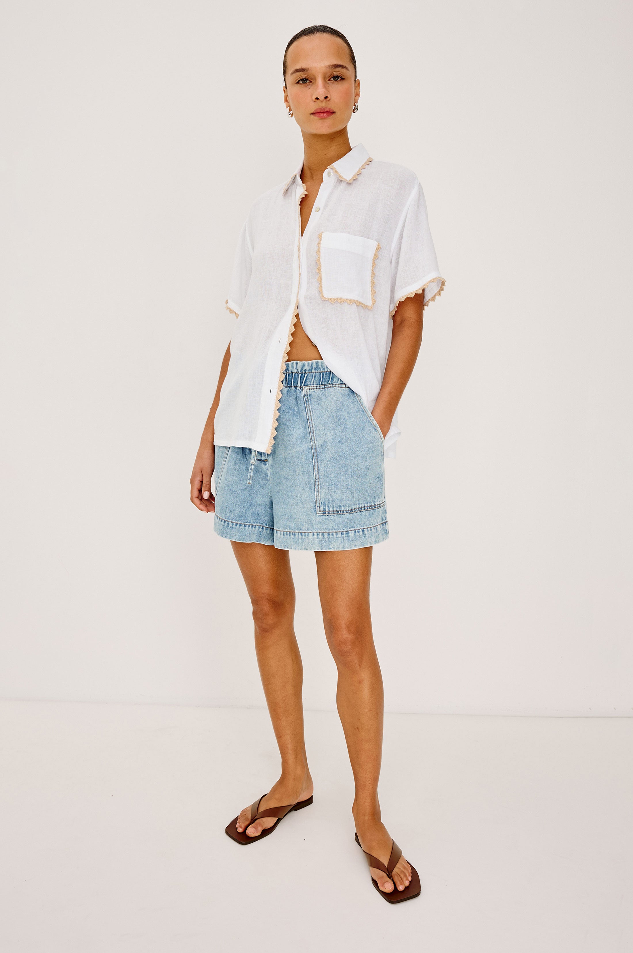 LEA SHIRT - NATURAL CROCHET – Rails