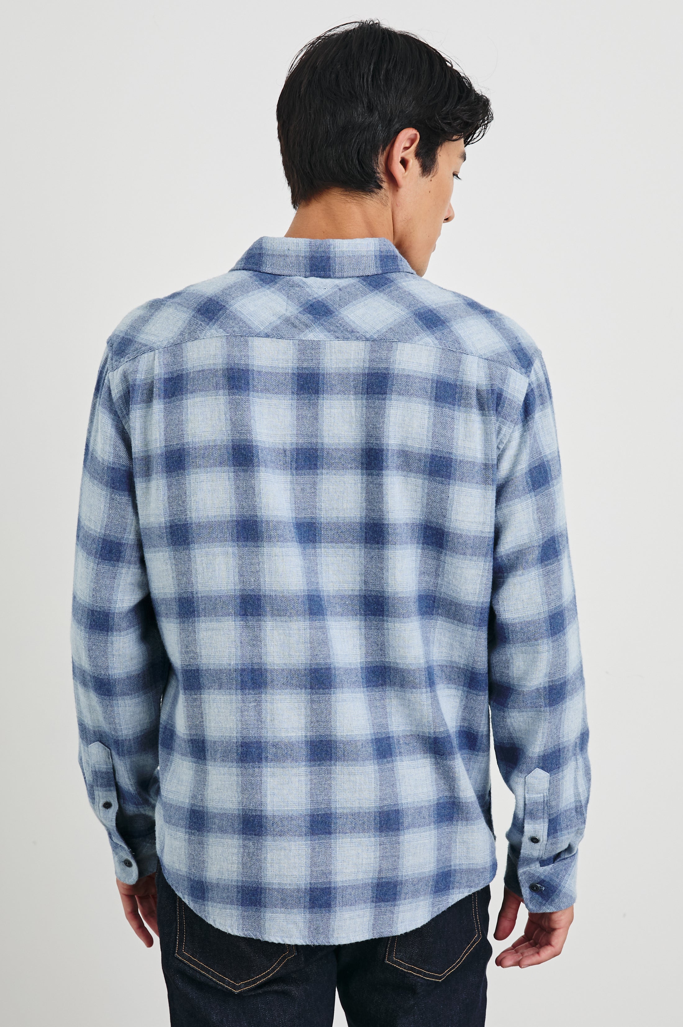 S 即日発送 Shadow Plaid Flannel Shirt Blue LENNOX SHIRT - BLACK OAK HAZE – Rails