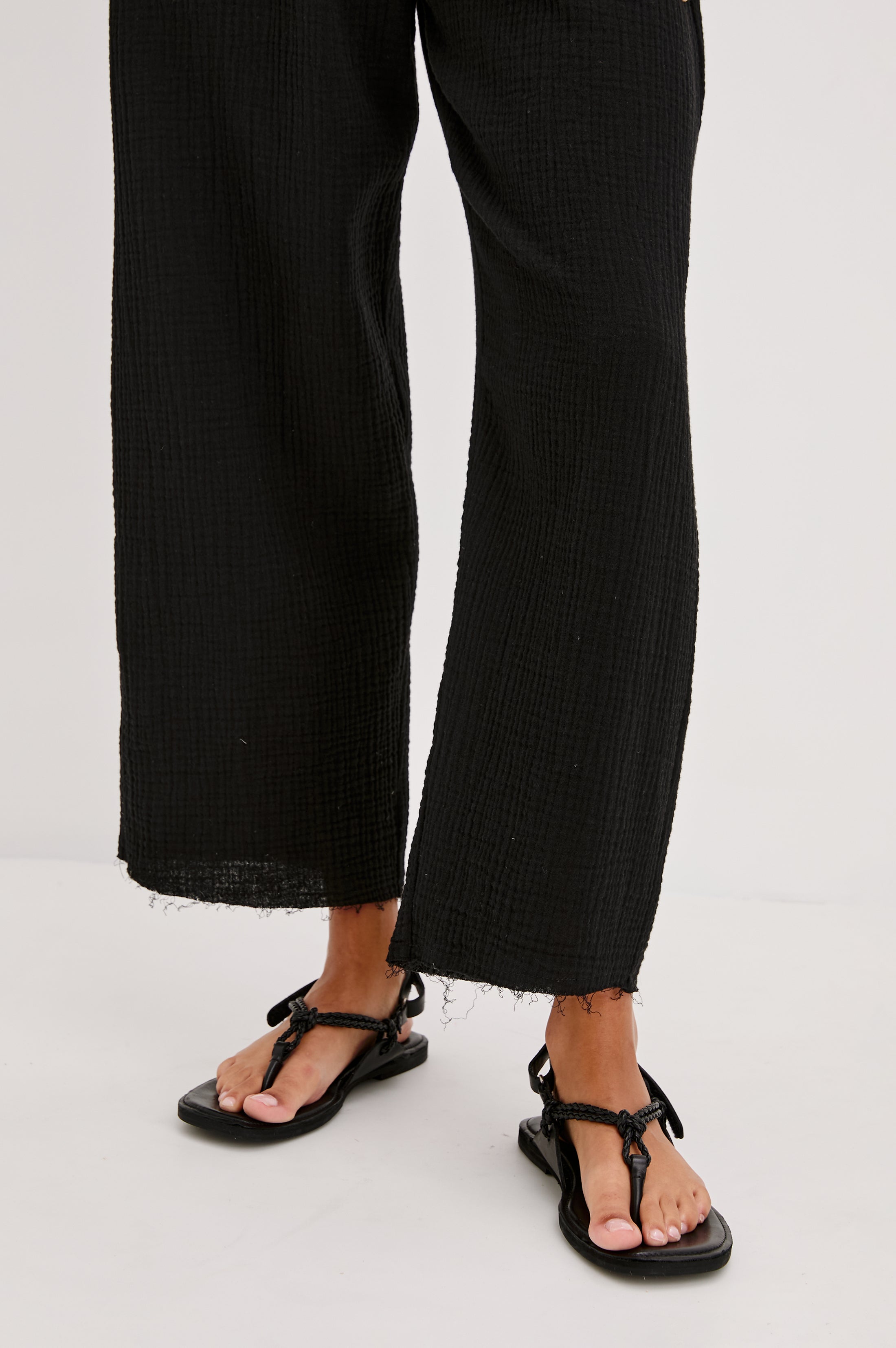 LEON CROP PANT - BLACK GAUZE – Rails