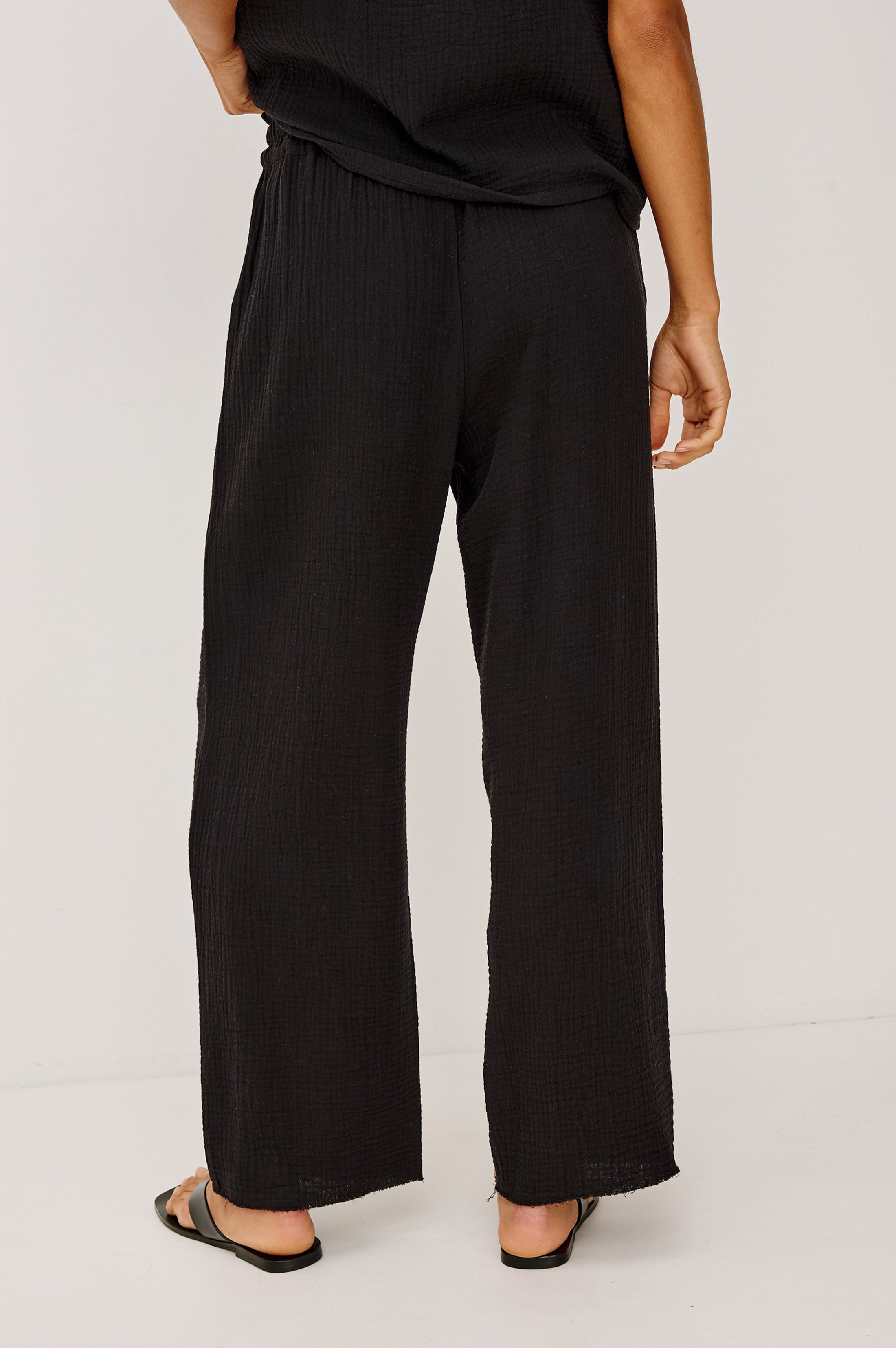 LEON CROP PANT - BLACK GAUZE – Rails
