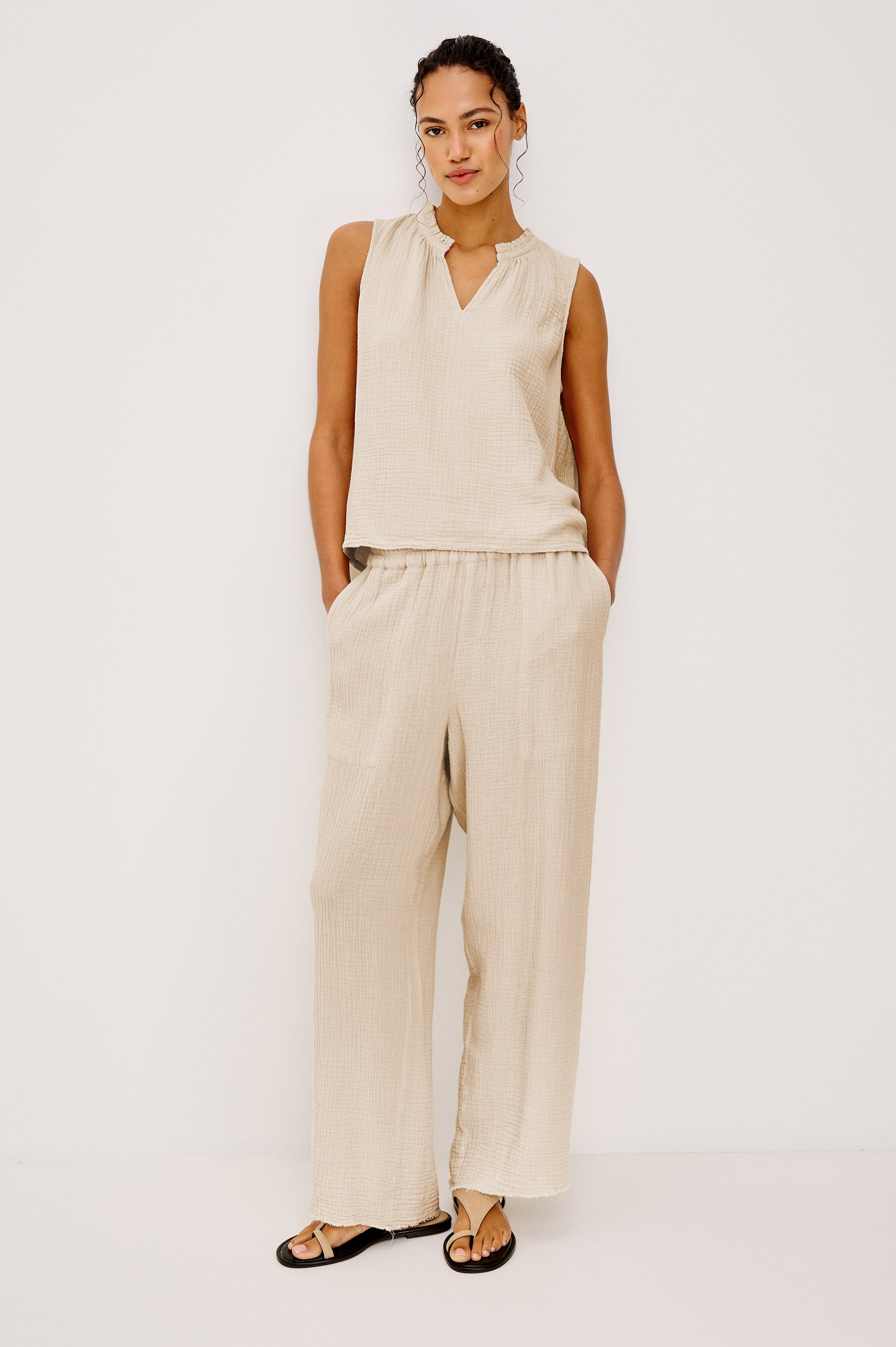 ヒ*ロ様 PT01／cotton-slim pants LEON CROP PANT - FLAX – Rails