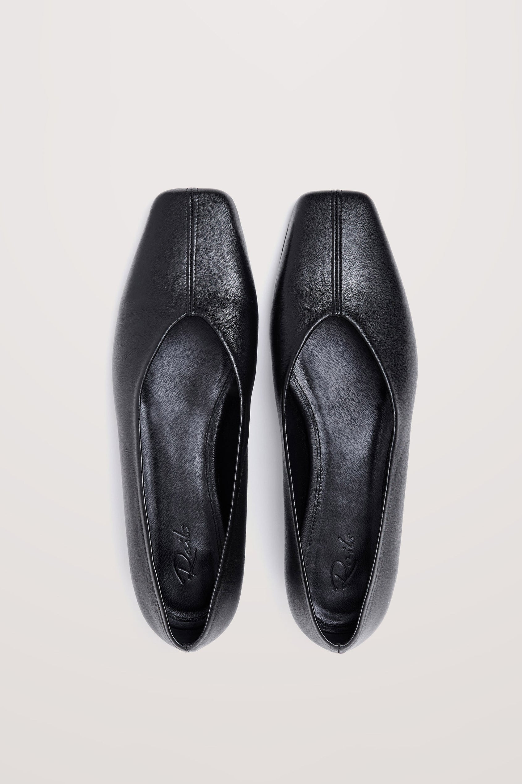 Lillie Ballet Flat in Spanish Leather With Narrow Toe and Low Heel in Black Colorway - Top Product View Featured