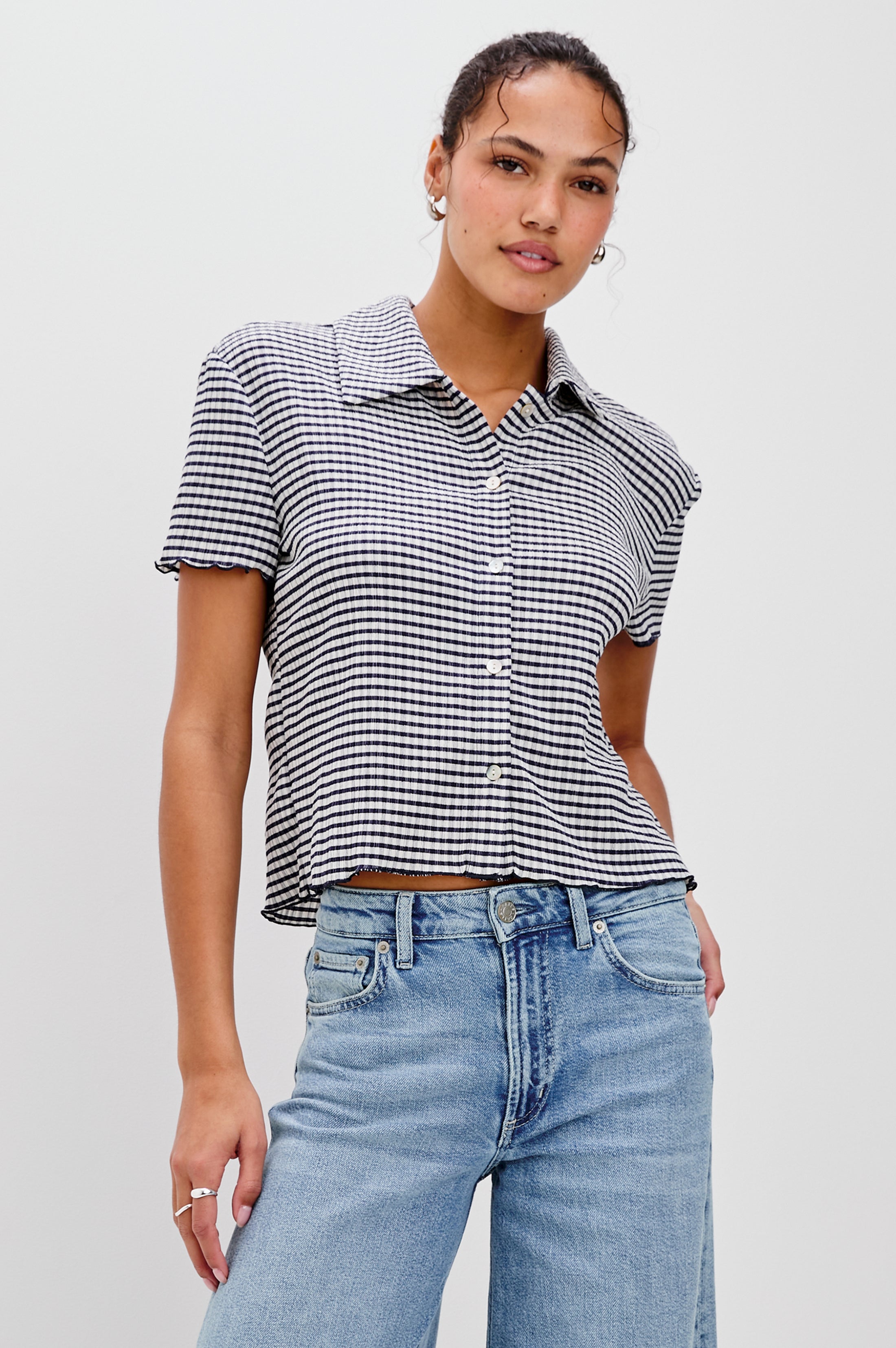 LIMON SHIRT - NAVY GINGHAM – Rails