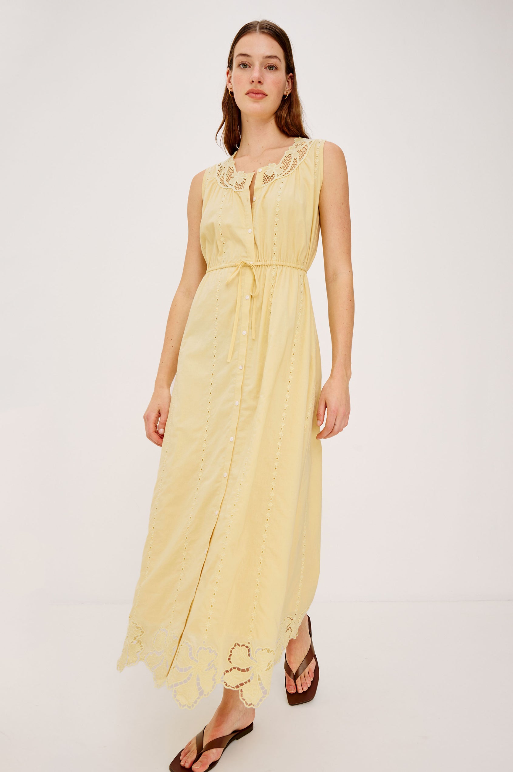 lora broderie maxi dress Bardot Lora Broderie Maxi Dress in Yellow