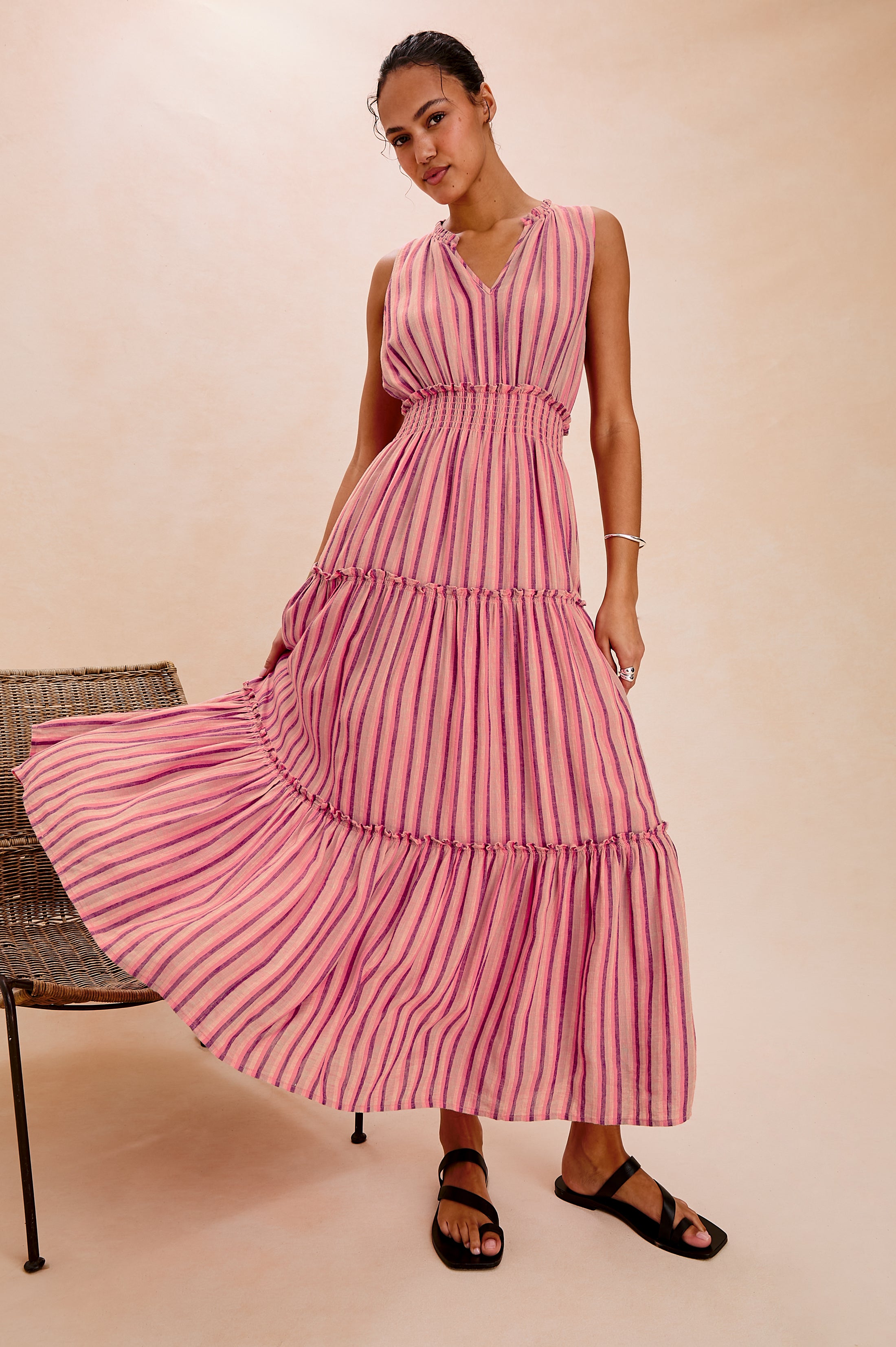 LOULOU DRESS - CABANA STRIPE – Rails