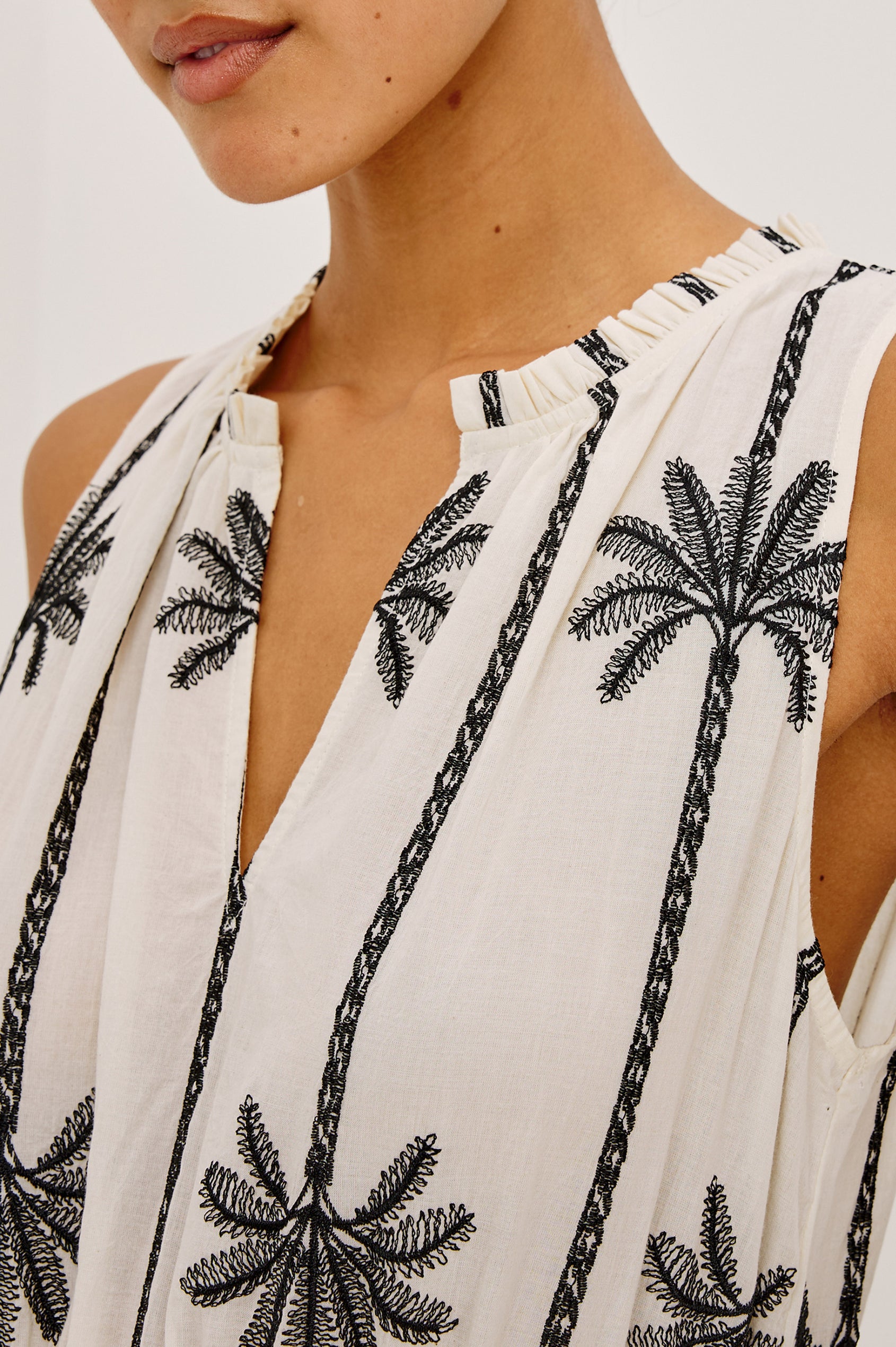 Rails | Loulou Dress - Embroidered Palms | Premium Cotton | Size XL