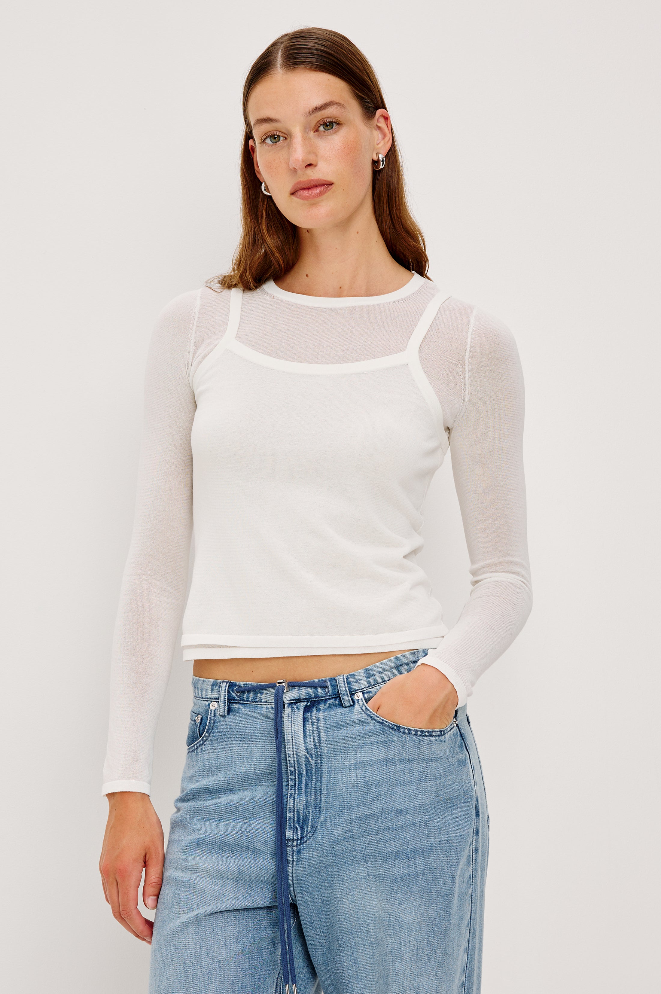 トップス Re:Camisole - White The Long Cami White – Cou Cou Intimates