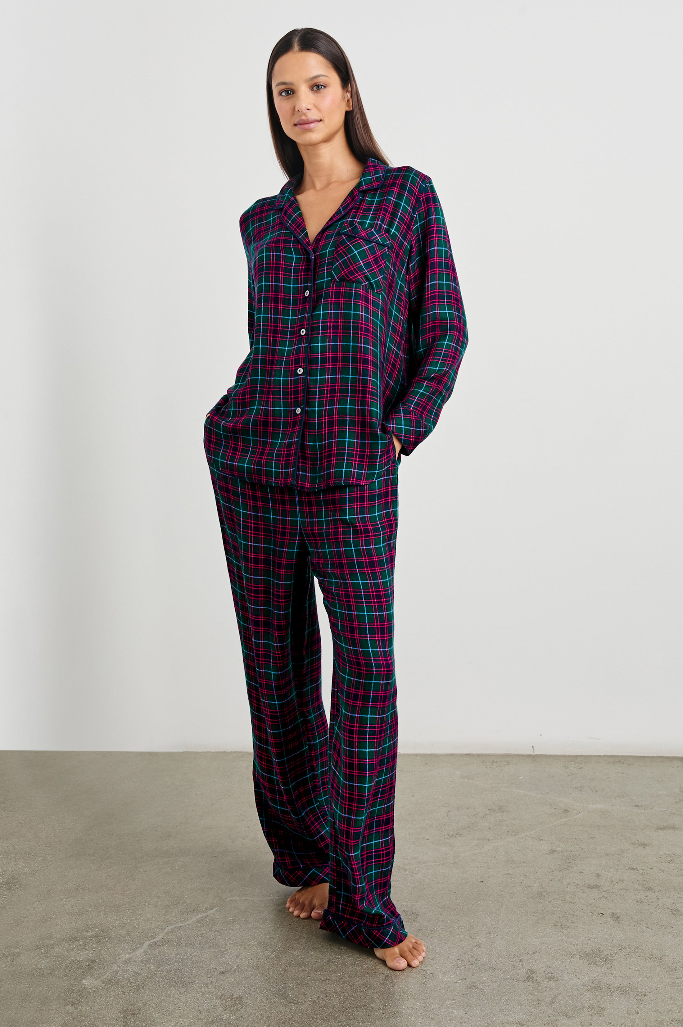 LUNA PAJAMA SET - EVERGREEN FUCHSIA ICE – Rails