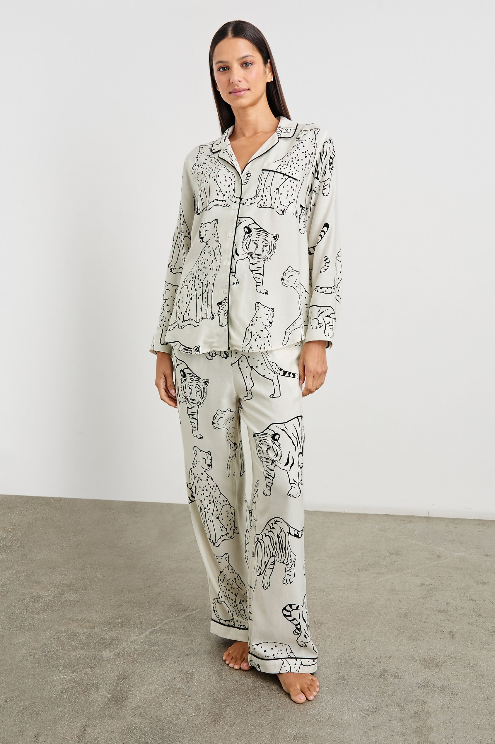 LUNA PAJAMA SET IVORY JUNGLE CATS Rails