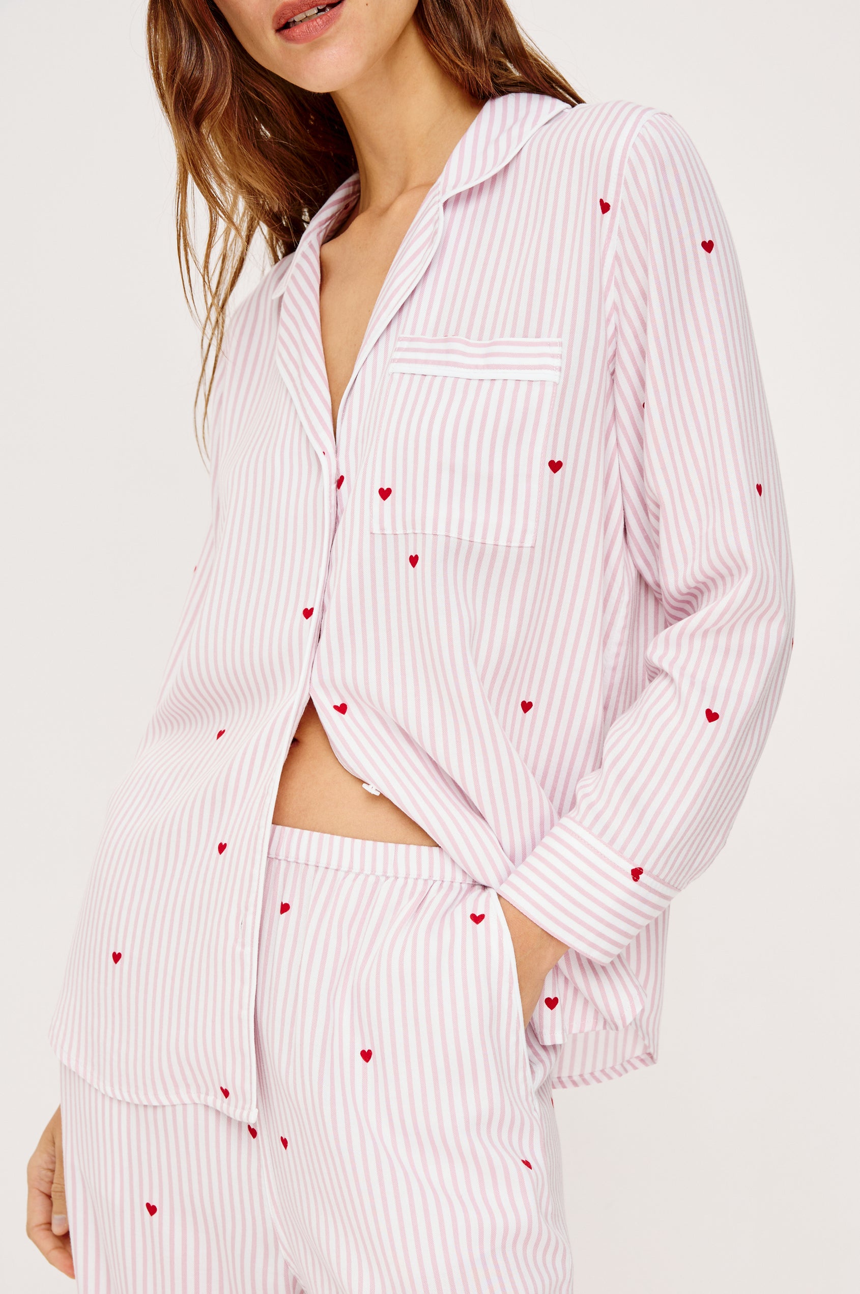 LUNA PAJAMA SET - ROSE STRIPE HEARTS