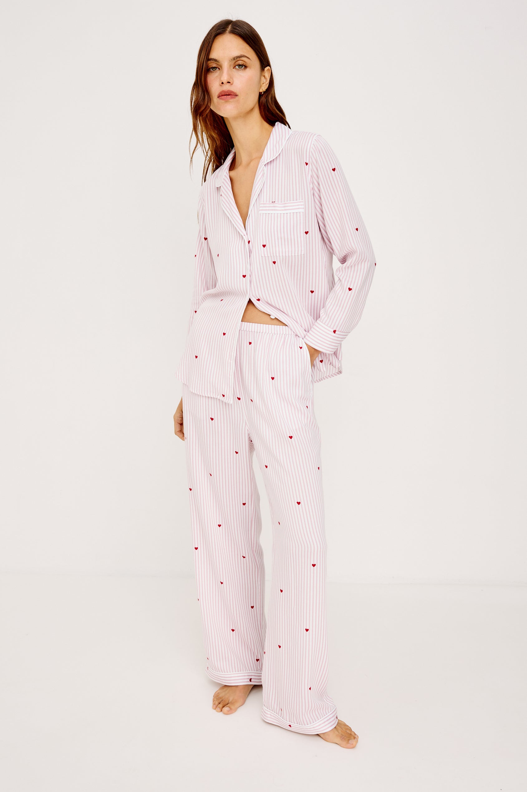 LUNA PAJAMA SET - ROSE STRIPE HEARTS