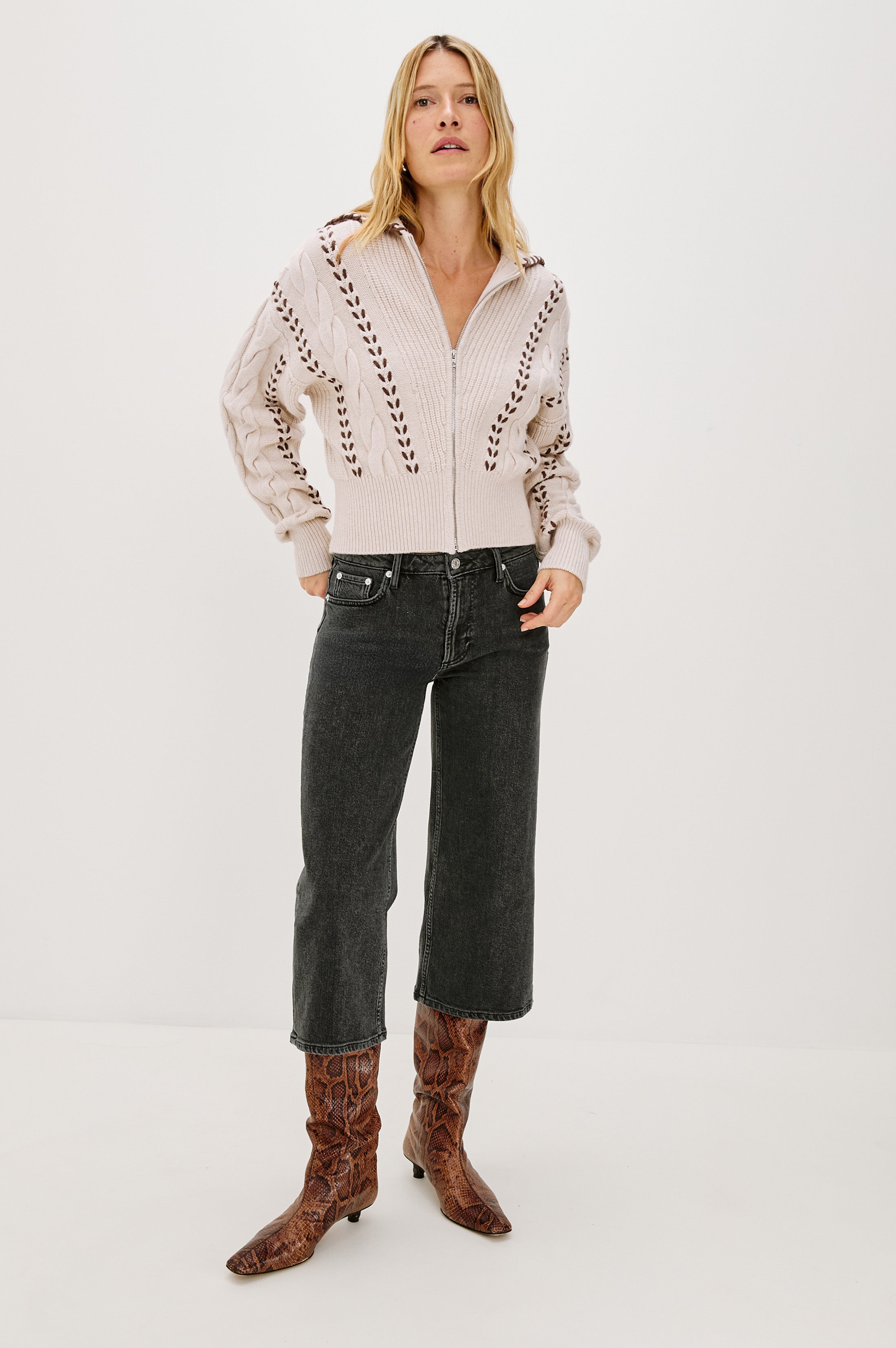 LUNE SWEATER - OATMEAL BROWN WHIP STITCH – Rails