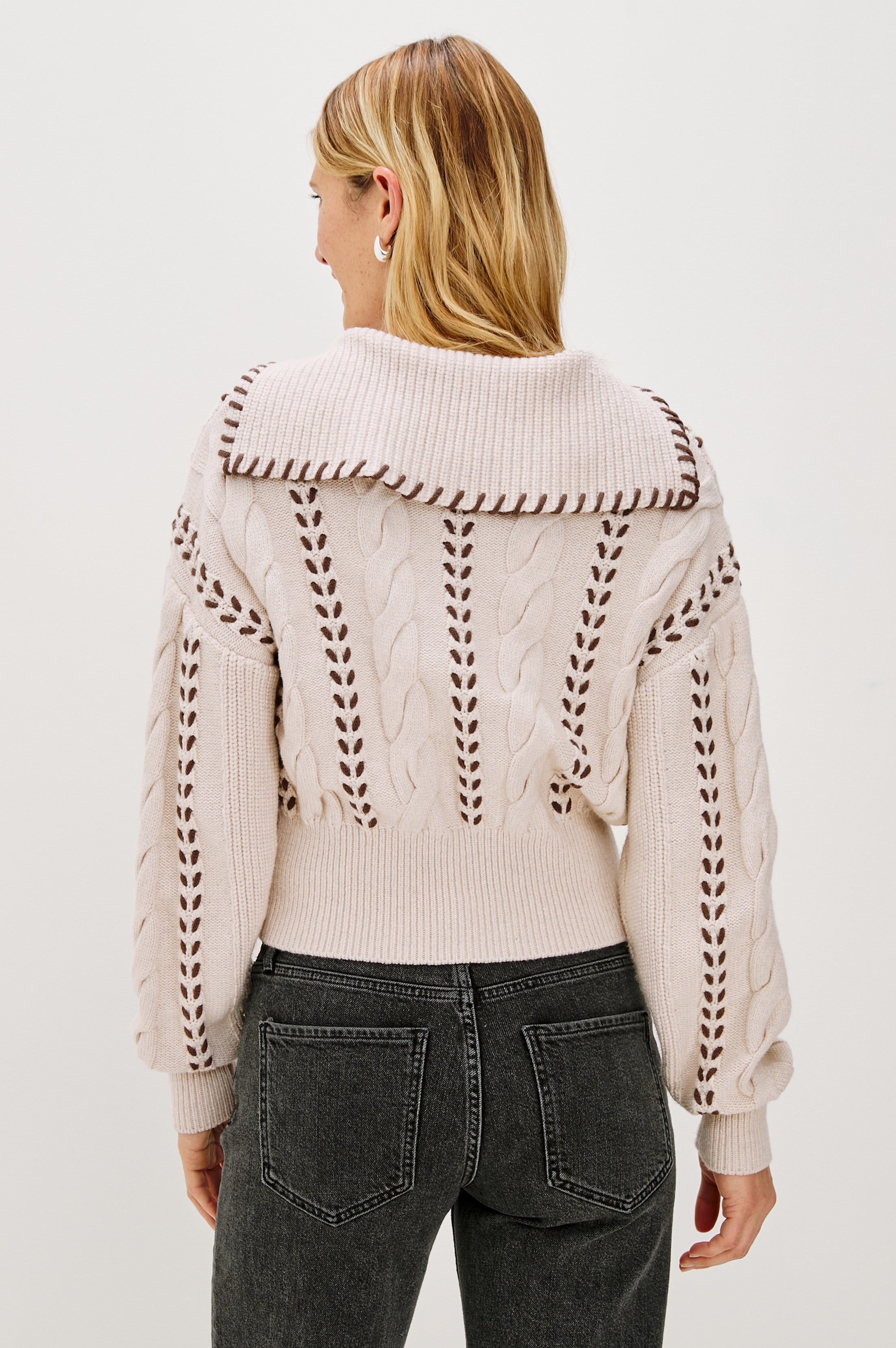LUNE SWEATER - OATMEAL BROWN WHIP STITCH – Rails