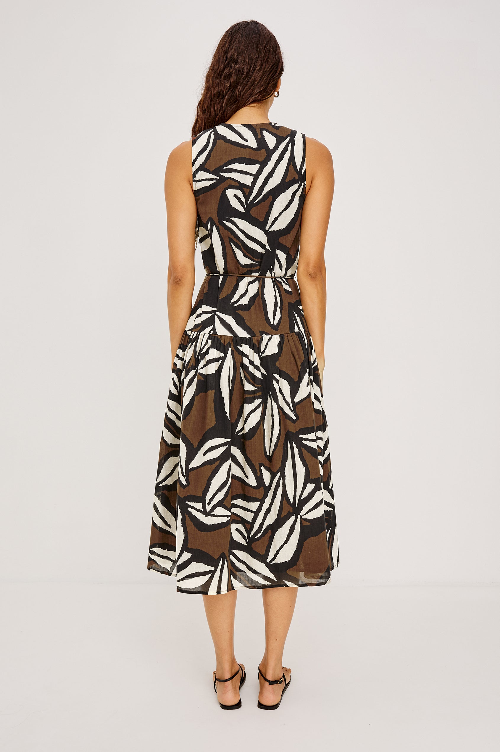 brown floral midi dress Brown Floral Midi Dress