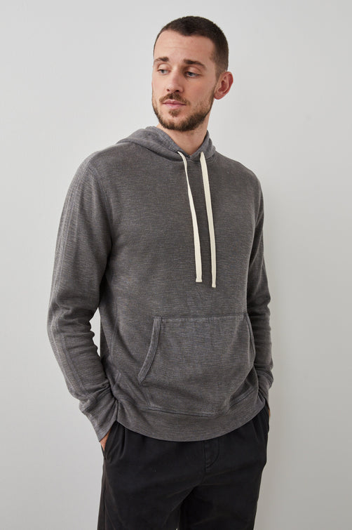 MAMMOTH WASHED BLACK HOODIE - FRONT